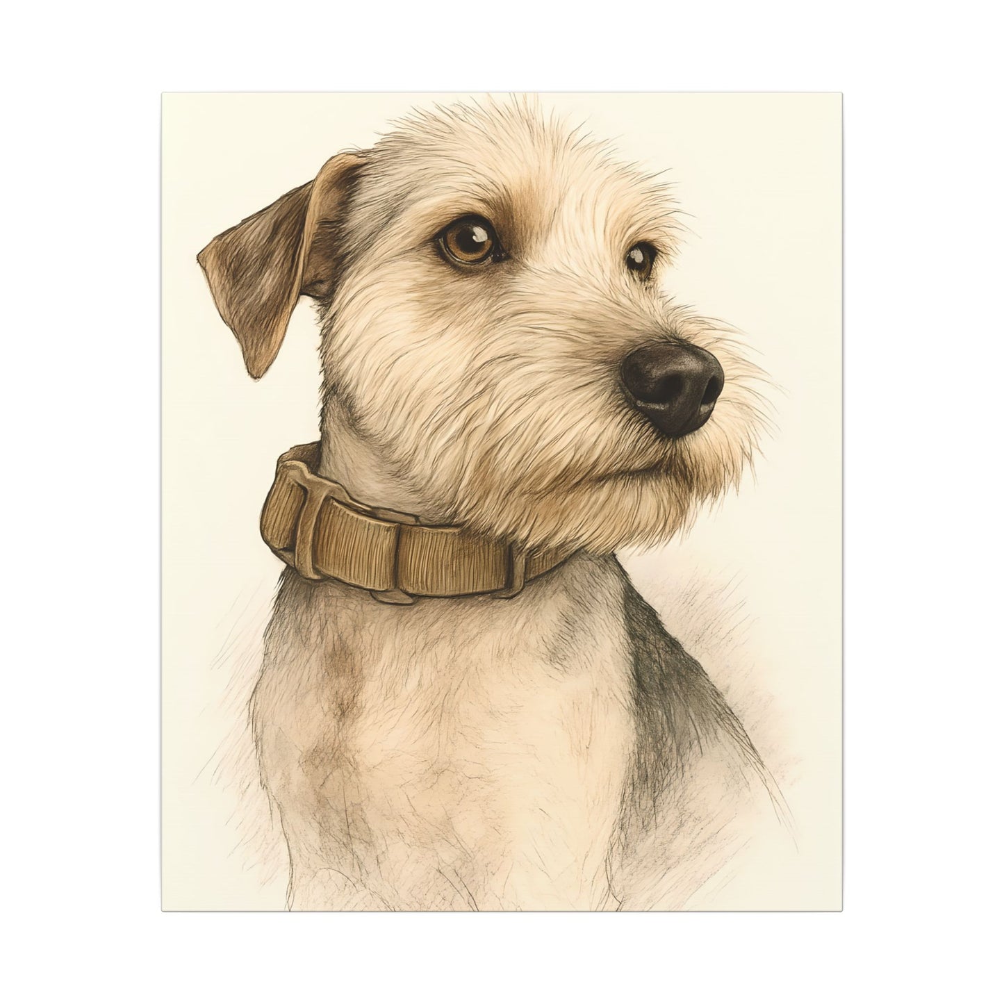 Custom Dog Portrait | Digital Pencil Sketch on Canvas Vertical