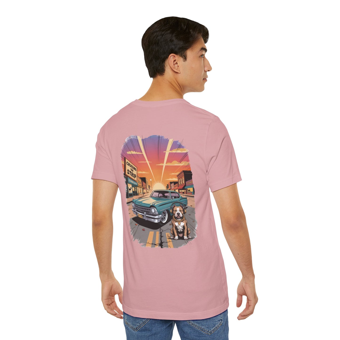 Cruising the Strip Vintage Car & Pitbull Graphic Tee – Bella+Canvas 3001