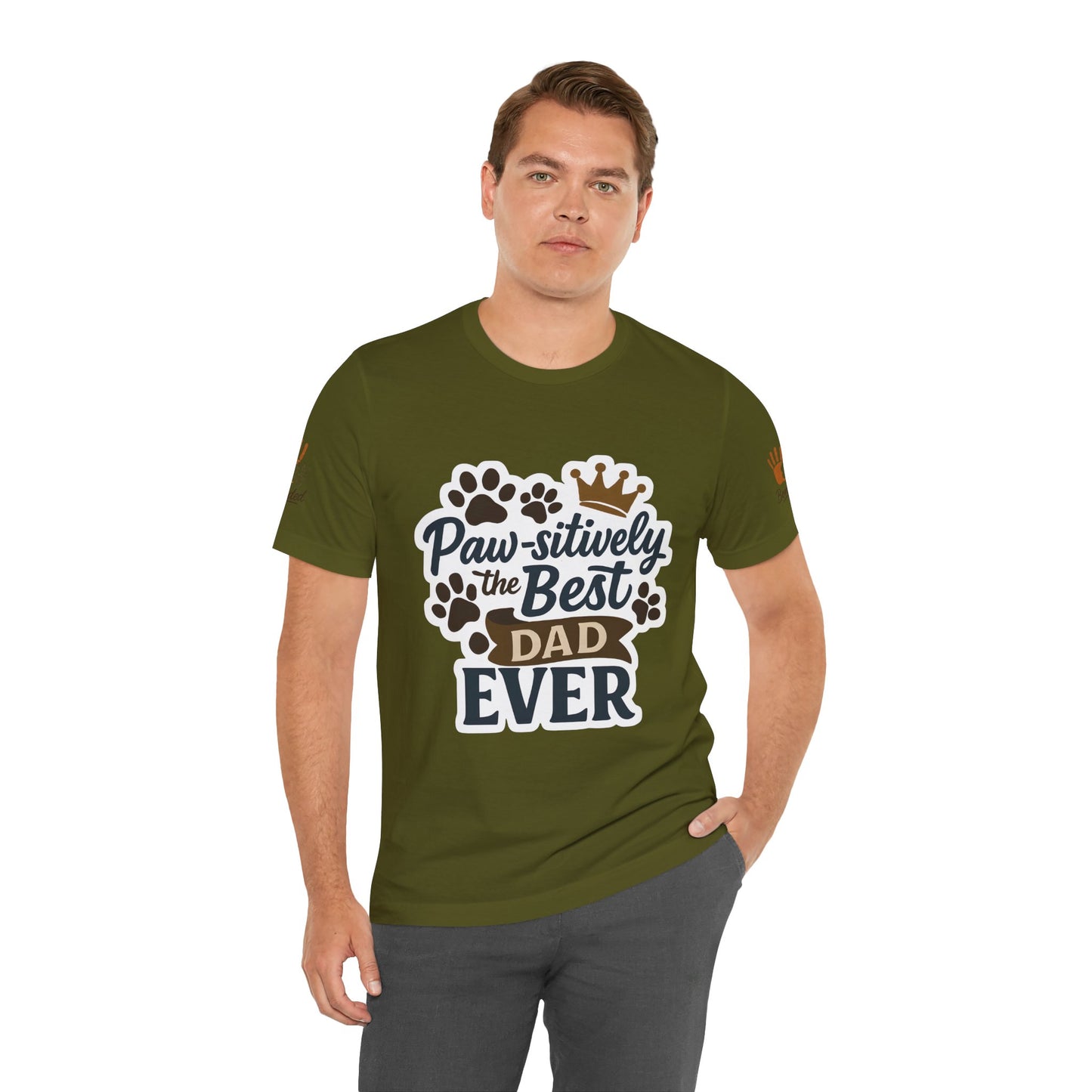 Paw-sitively the Best Dog Dad Ever | Bella + Canvas 3001 Olive Tee