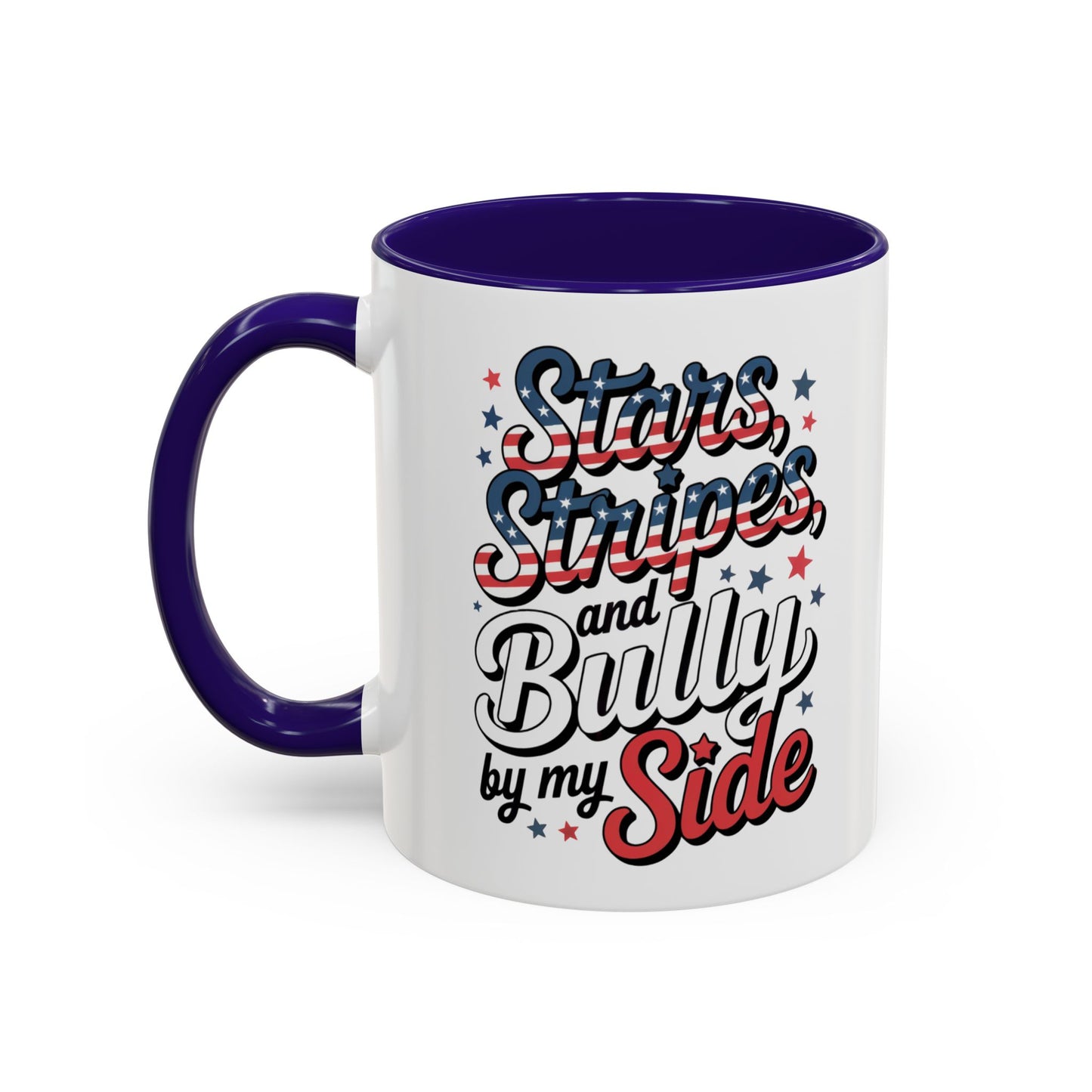 Bullies By My Side Mug – Blue Man Stars & Stripes Pitbull Coffee Cup