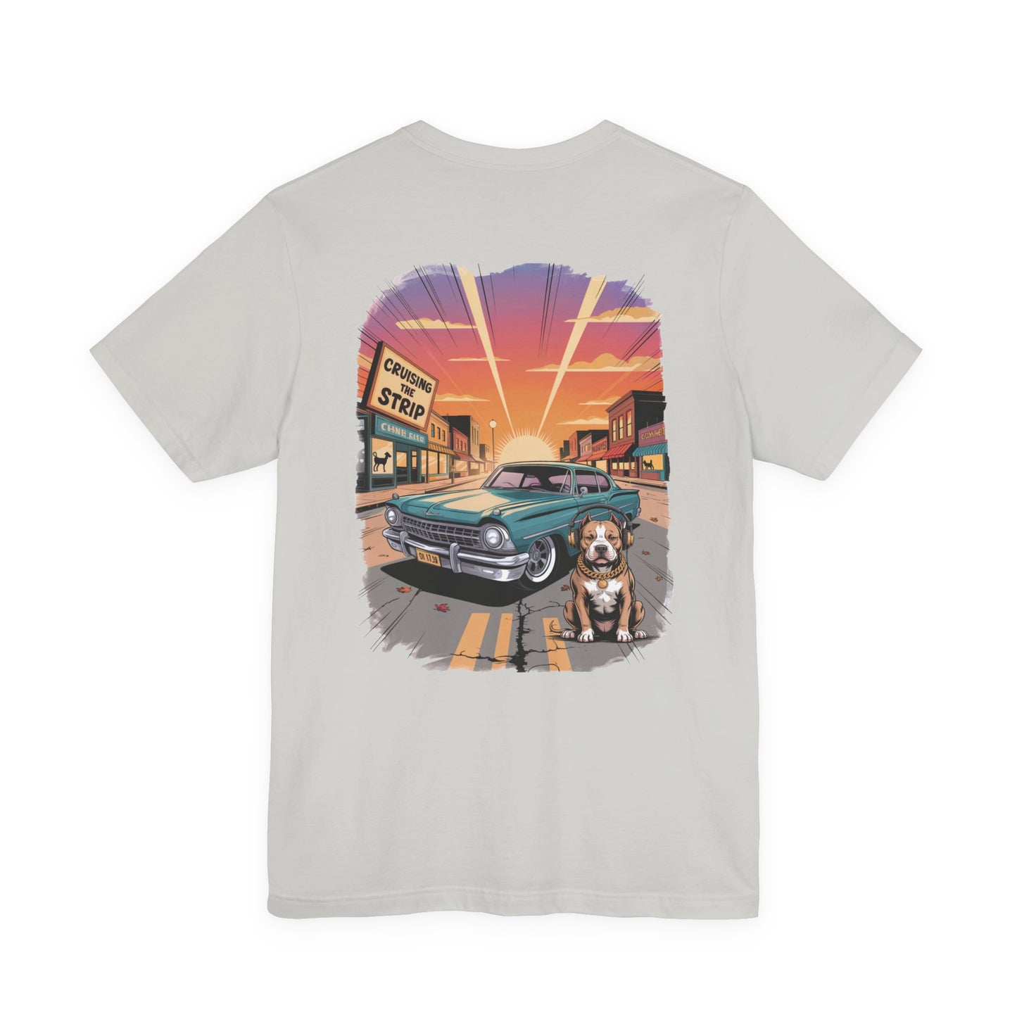 Cruising the Strip Vintage Car & Pitbull Graphic Tee – Bella+Canvas 3001