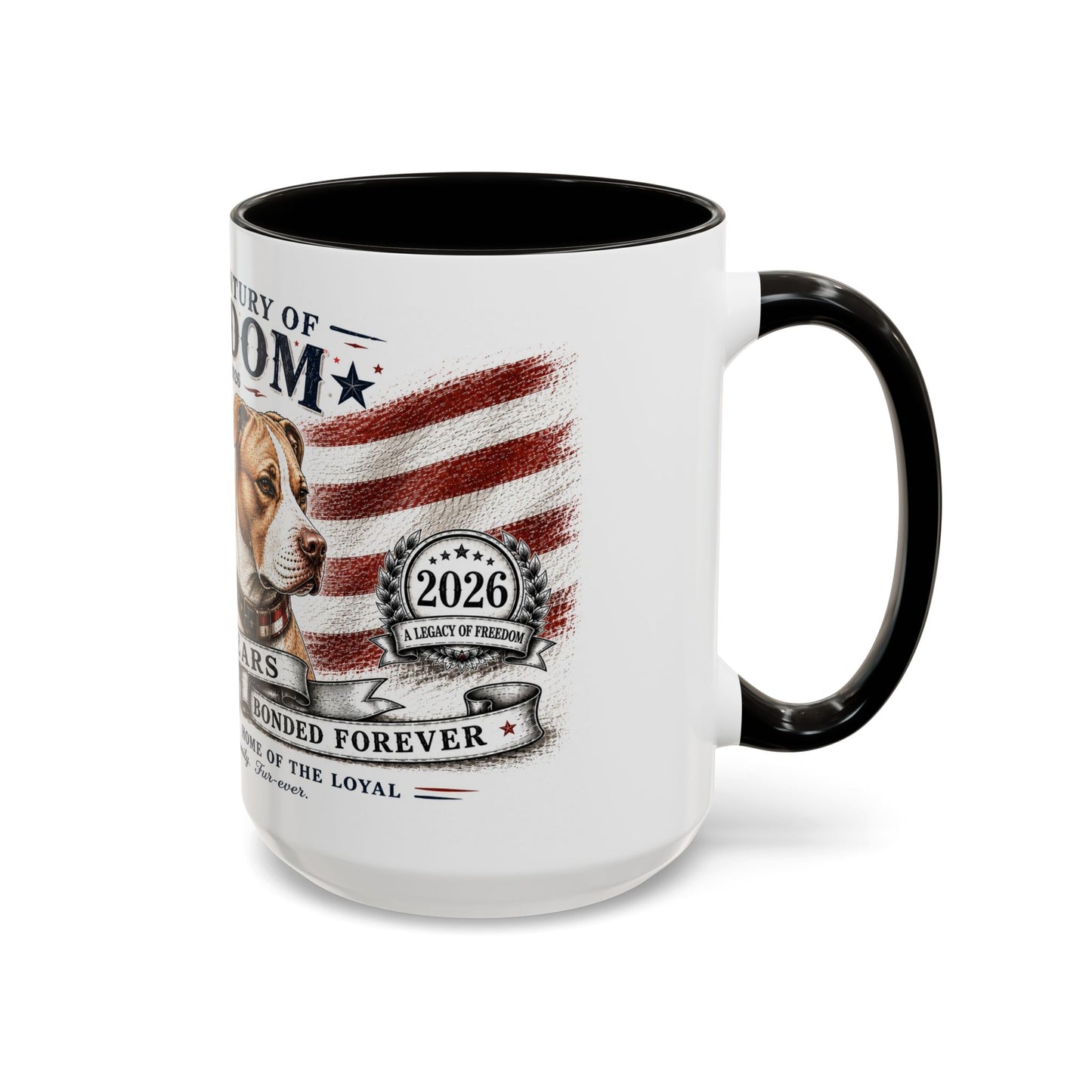 Bully Bond 250 Years of Freedom Patriotic Pitbull Mug | American Independence Day Dog Lover Coffee Cup | USA Heritage Powerbreed Gift