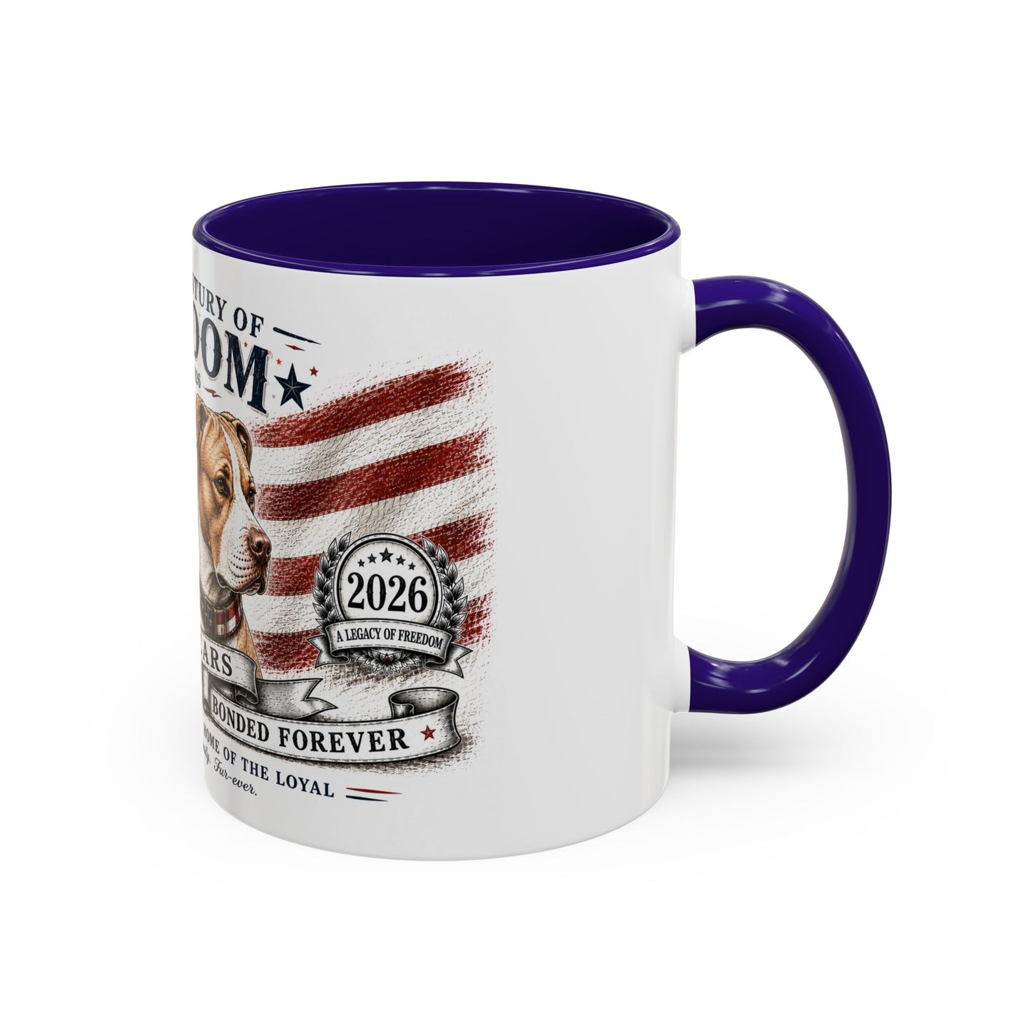 Bully Bond 250 Years of Freedom Patriotic Pitbull Mug | American Independence Day Dog Lover Coffee Cup | USA Heritage Powerbreed Gift