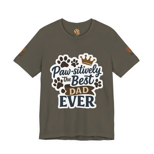 Paw-sitively the Best Dog Dad Ever | Bella + Canvas 3001 Olive Tee