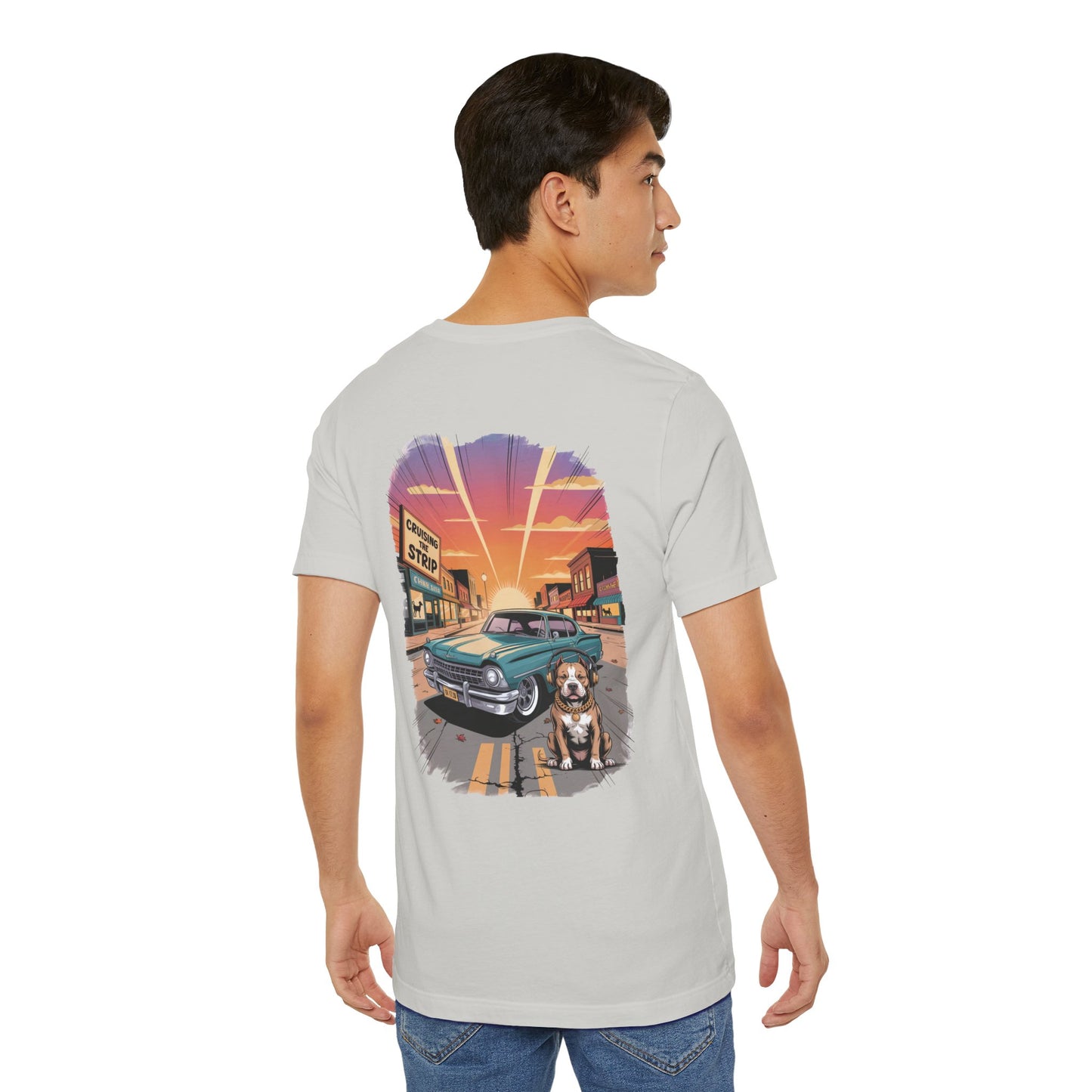 Cruising the Strip Vintage Car & Pitbull Graphic Tee – Bella+Canvas 3001