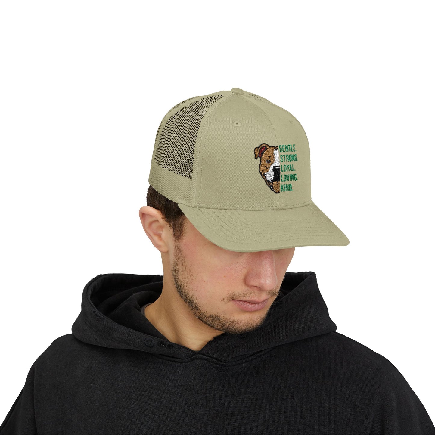 Gentle Strong Loyal Loving Kind Pitbull Trucker Cap | Yupoong 6606