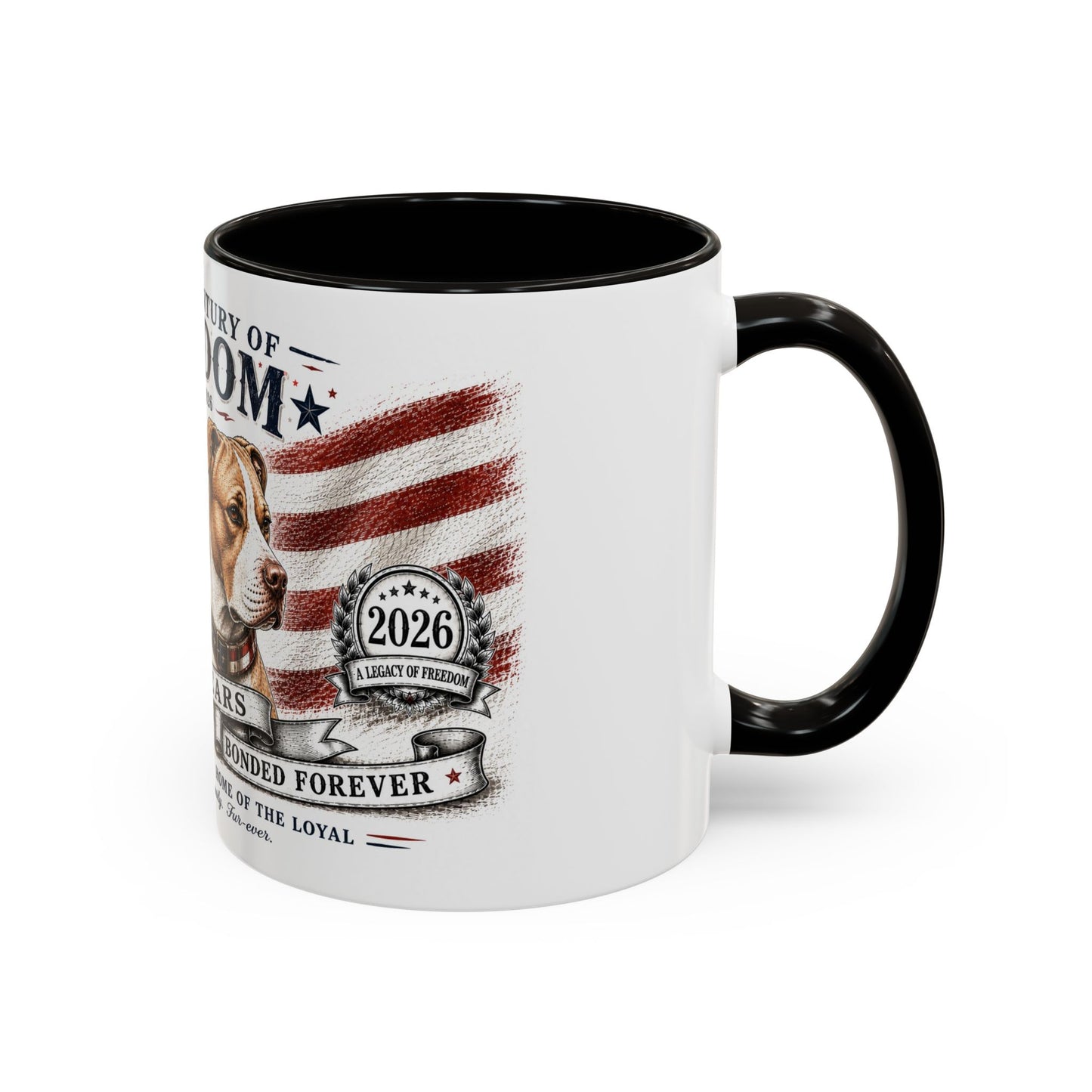 Bully Bond 250 Years of Freedom Patriotic Pitbull Mug | American Independence Day Dog Lover Coffee Cup | USA Heritage Powerbreed Gift