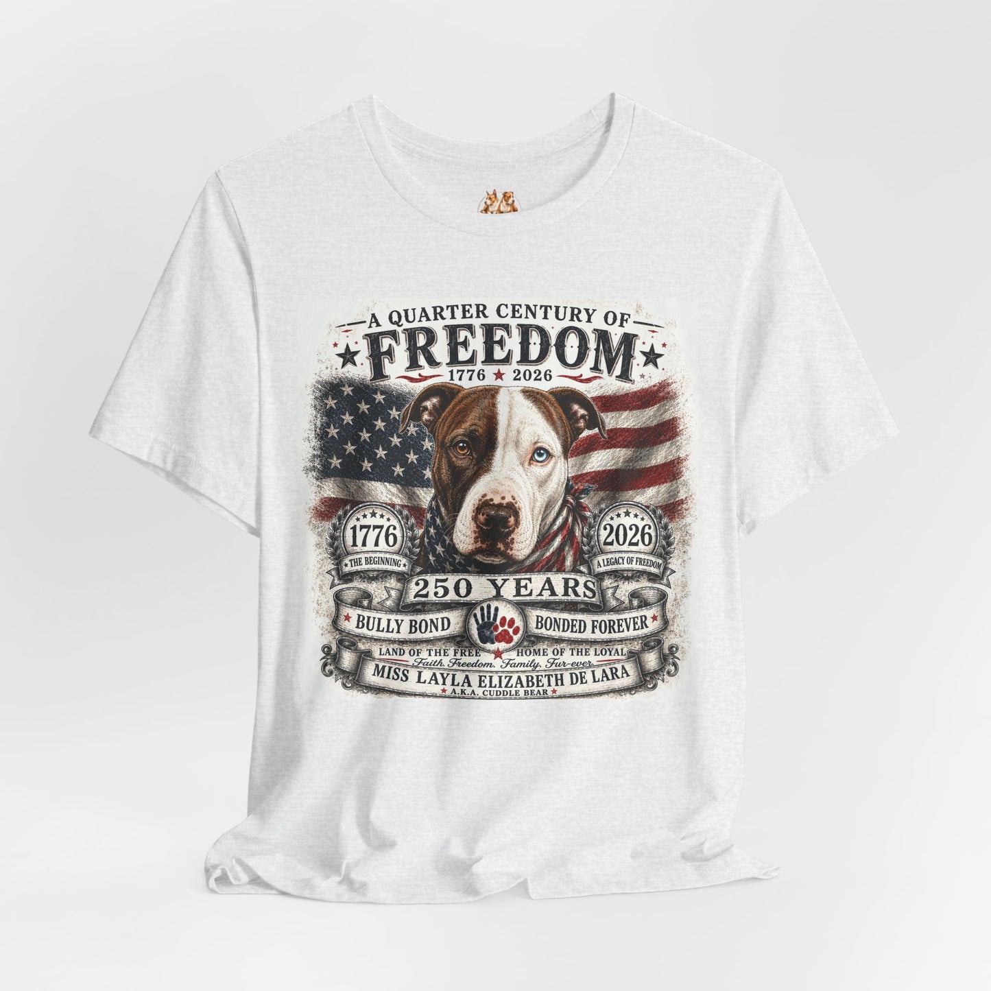 Custom 250 Years of Freedom Service Dog Tribute Shirt – Personalized Patriotic Dog Portrait Tee