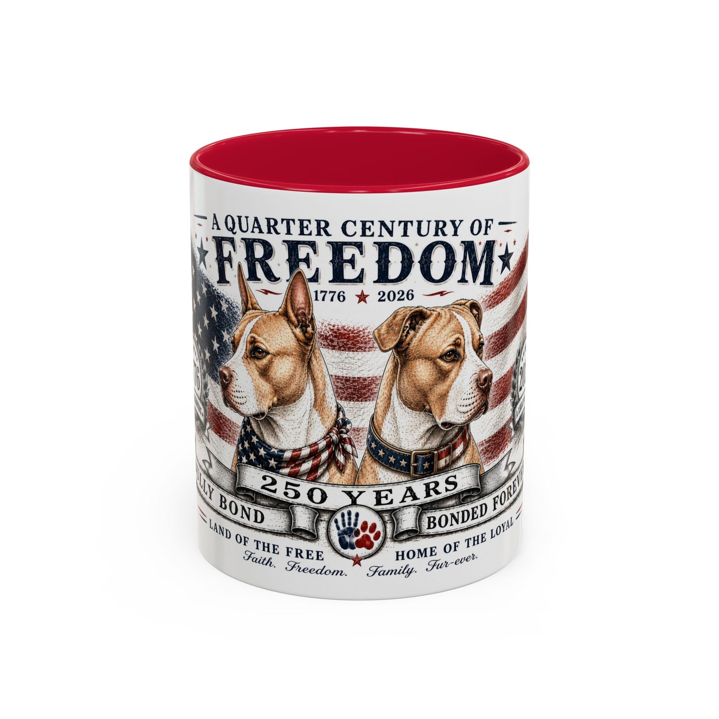 Bully Bond 250 Years of Freedom Patriotic Pitbull Mug | American Independence Day Dog Lover Coffee Cup | USA Heritage Powerbreed Gift