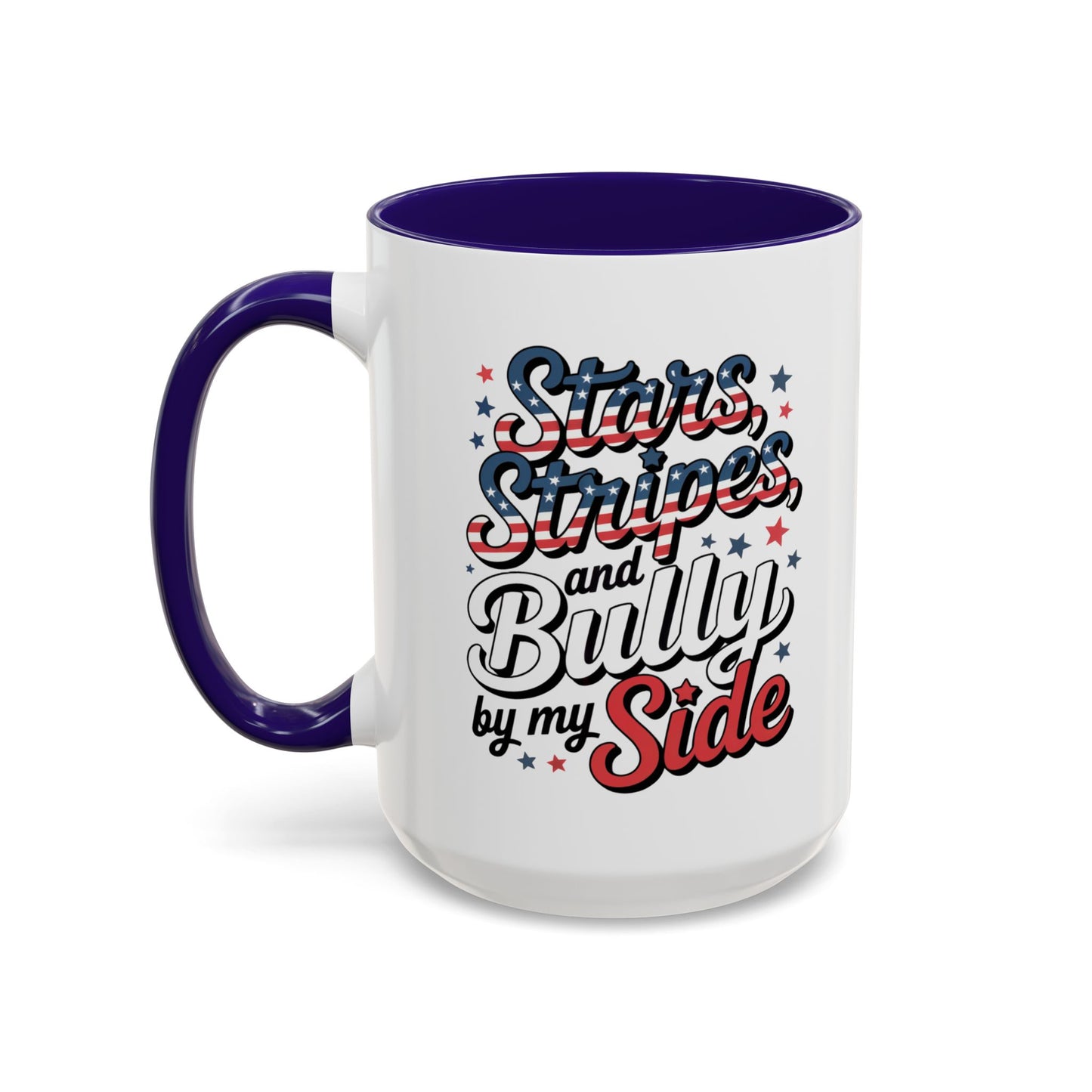 Bullies By My Side Mug – Blue Man Stars & Stripes Pitbull Coffee Cup