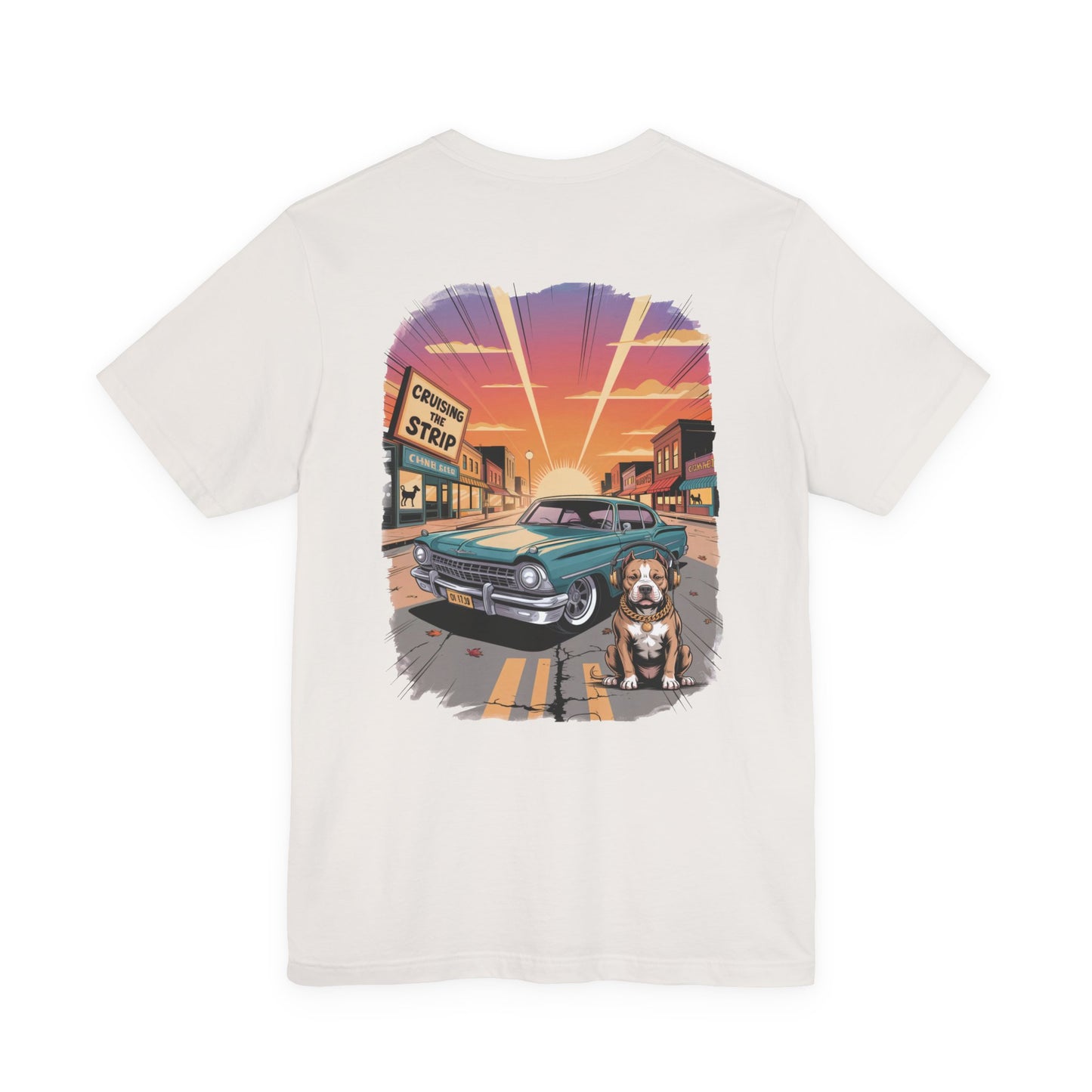 Cruising the Strip Vintage Car & Pitbull Graphic Tee – Bella+Canvas 3001