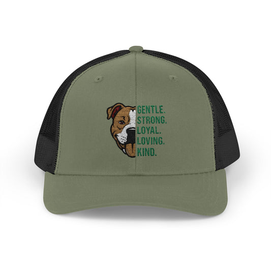 Gentle Strong Loyal Loving Kind Pitbull Trucker Cap | Yupoong 6606