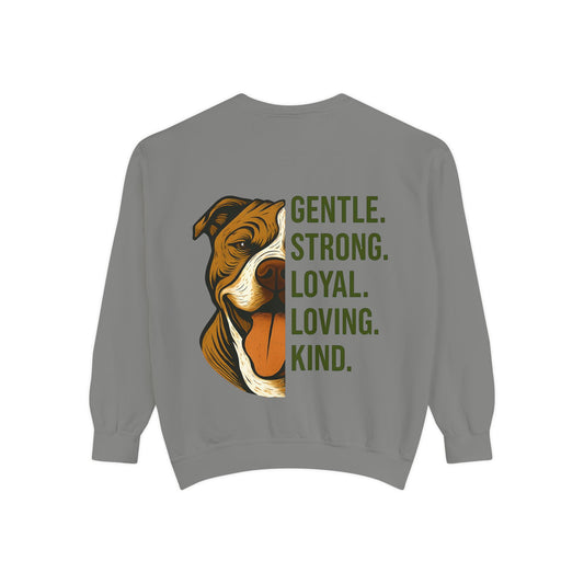 Gentle & Loyal Pit Bull Sweatshirt | Comfort Colors® 1566 Unisex Garment-Dyed