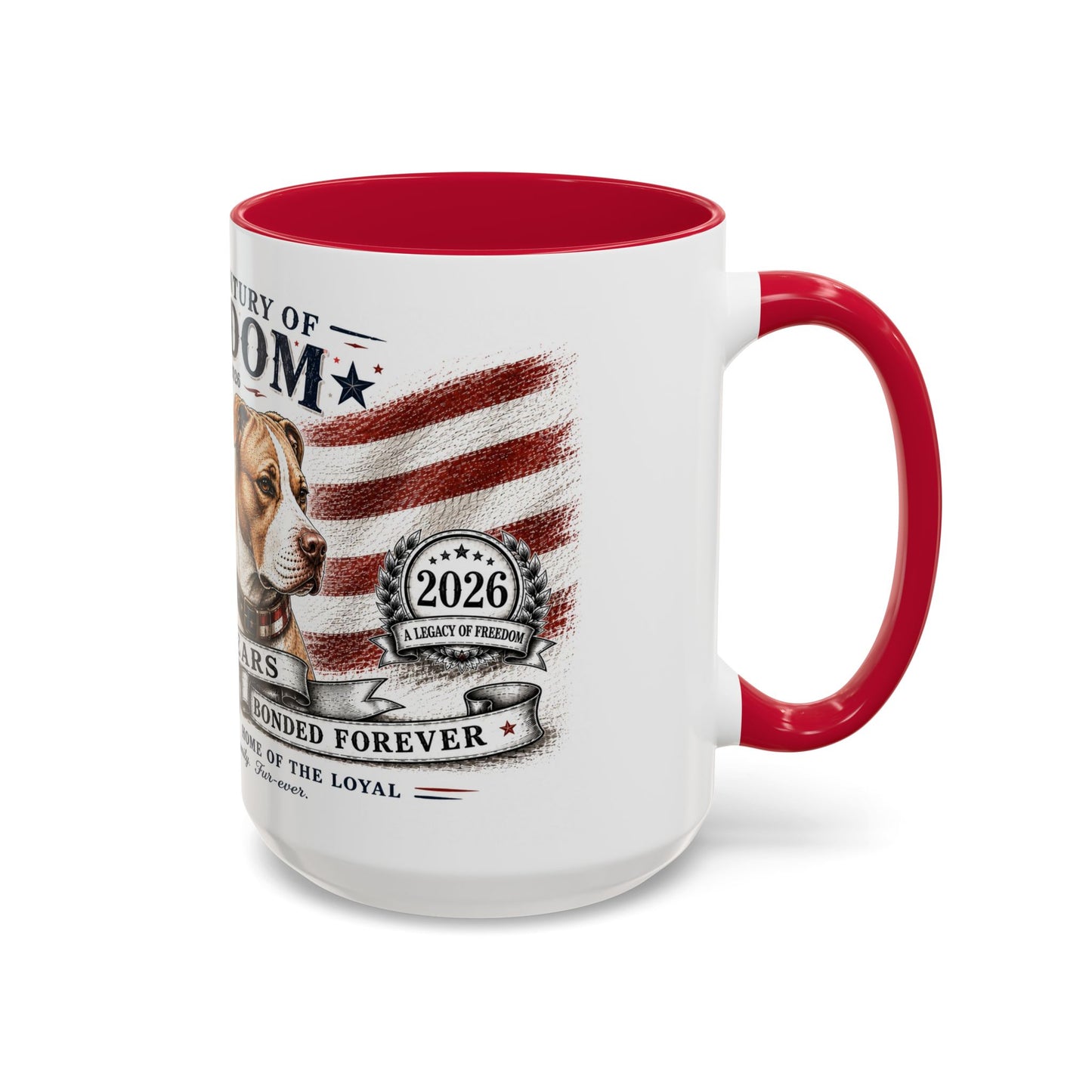 Bully Bond 250 Years of Freedom Patriotic Pitbull Mug | American Independence Day Dog Lover Coffee Cup | USA Heritage Powerbreed Gift