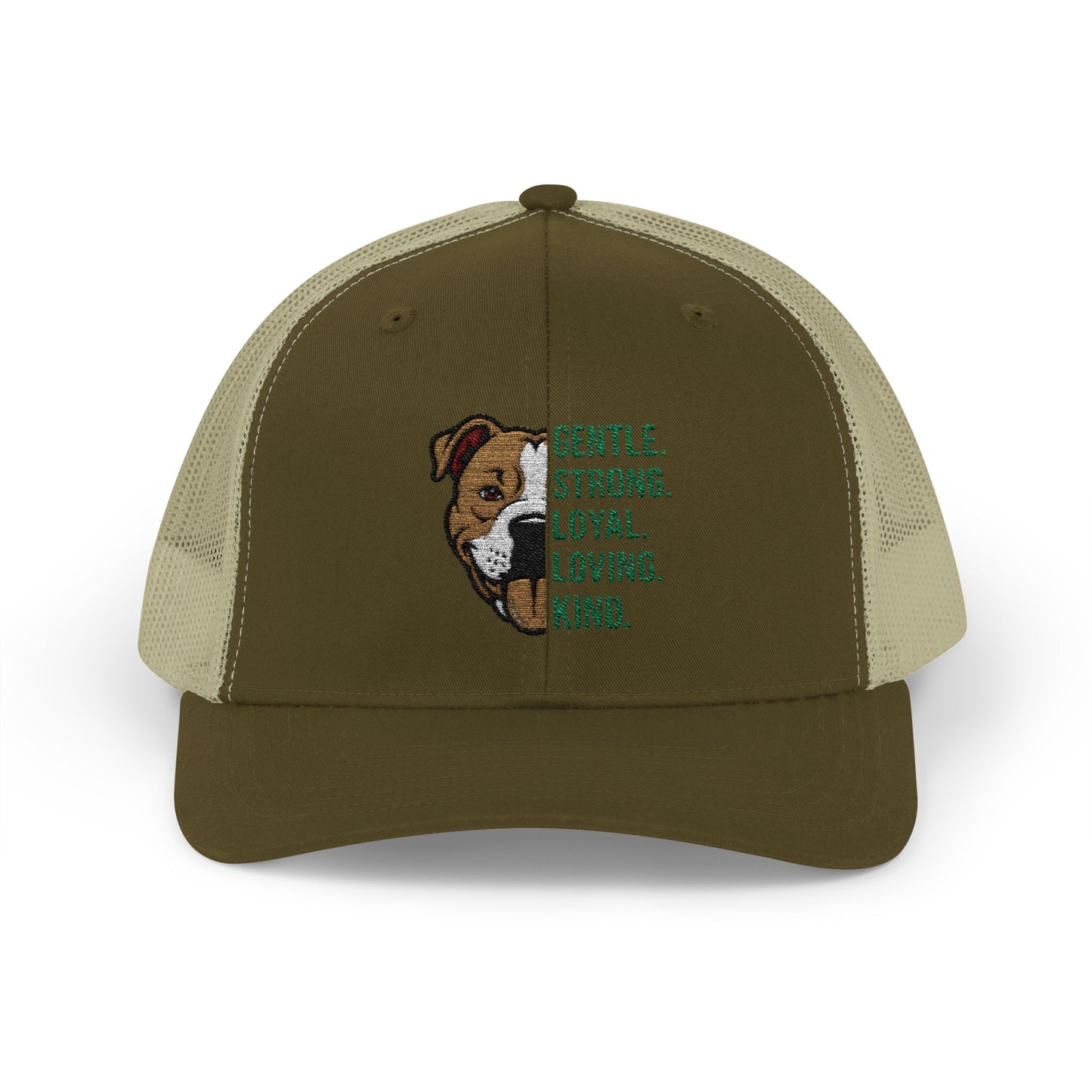 Gentle Strong Loyal Loving Kind Pitbull Trucker Cap | Yupoong 6606