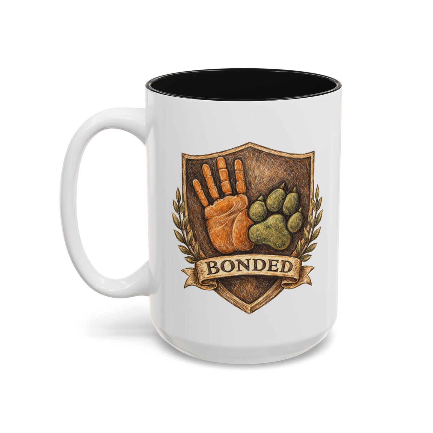 Personalized Dog Mug – Custom Digital Pencil Sketch Portrait (Men’s Edition – Bonded Shield)