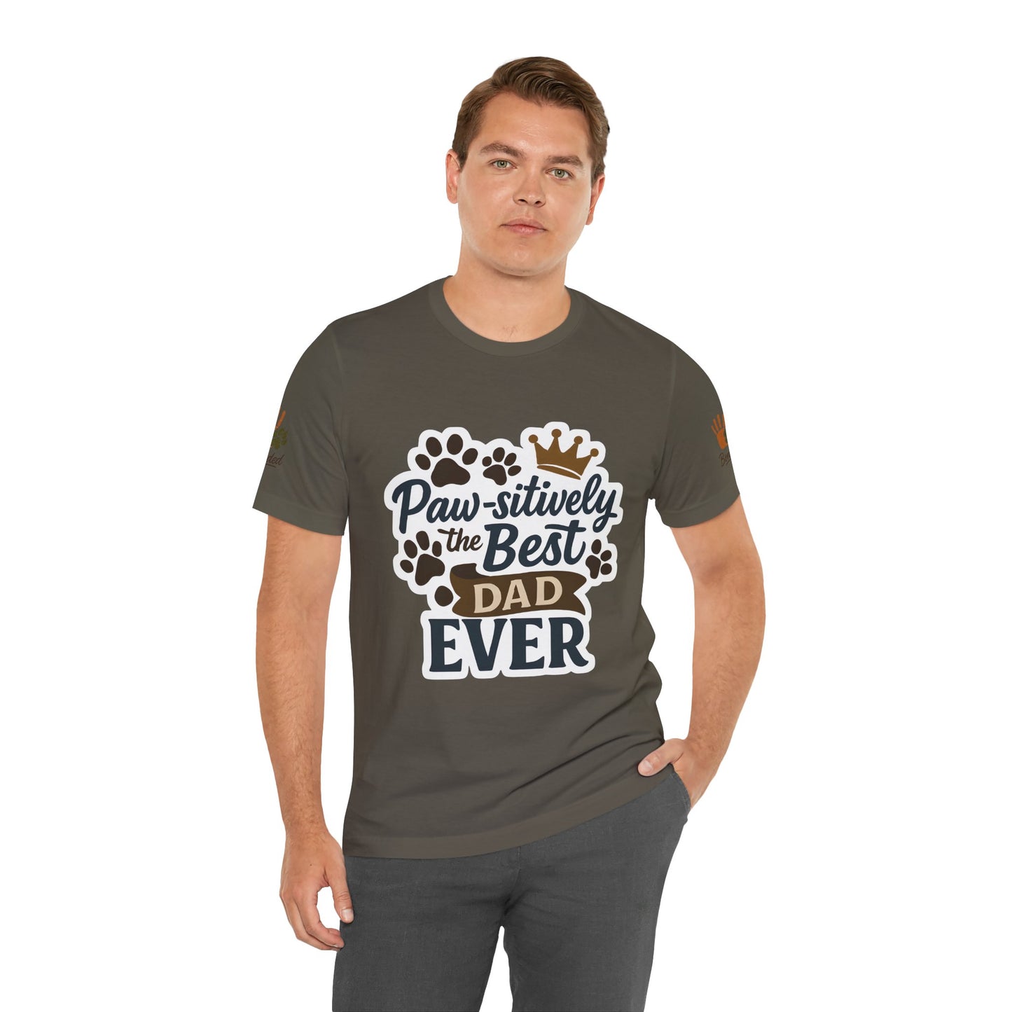 Paw-sitively the Best Dog Dad Ever | Bella + Canvas 3001 Olive Tee