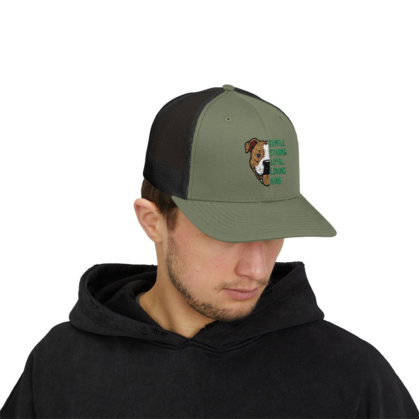 Gentle Strong Loyal Loving Kind Pitbull Trucker Cap | Yupoong 6606