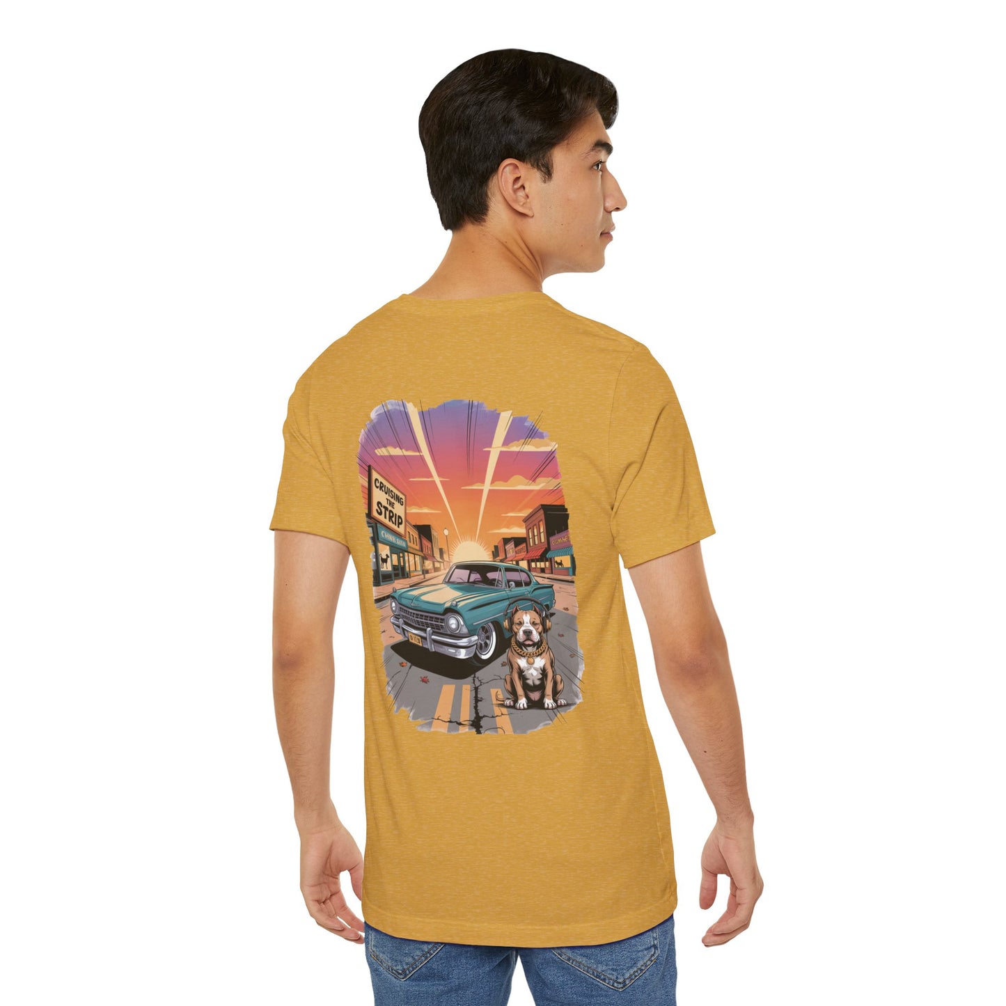 Cruising the Strip Vintage Car & Pitbull Graphic Tee – Bella+Canvas 3001