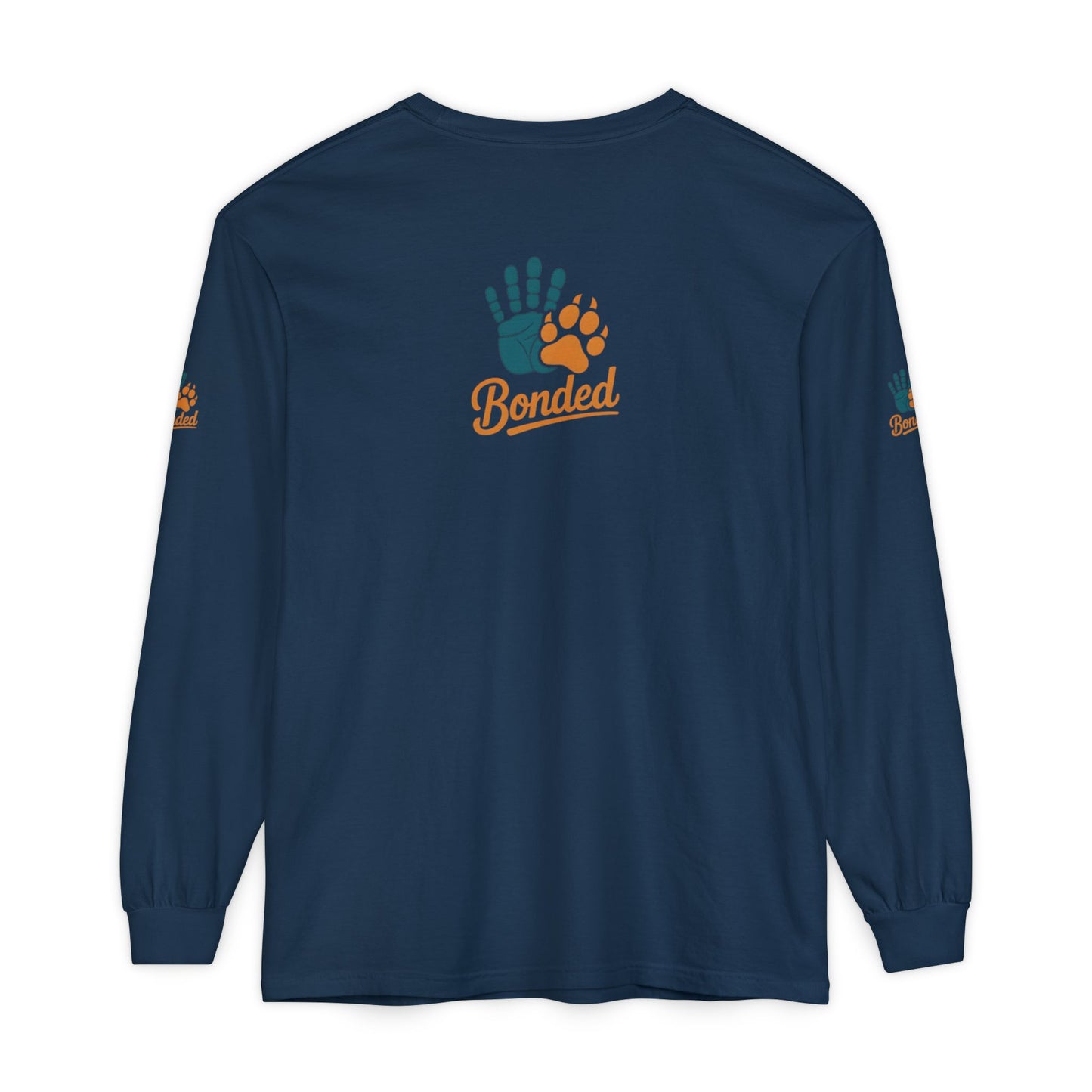 Football Player & Dog Long Sleeve Tee — ‘Rescue’ Paw Print Back Design