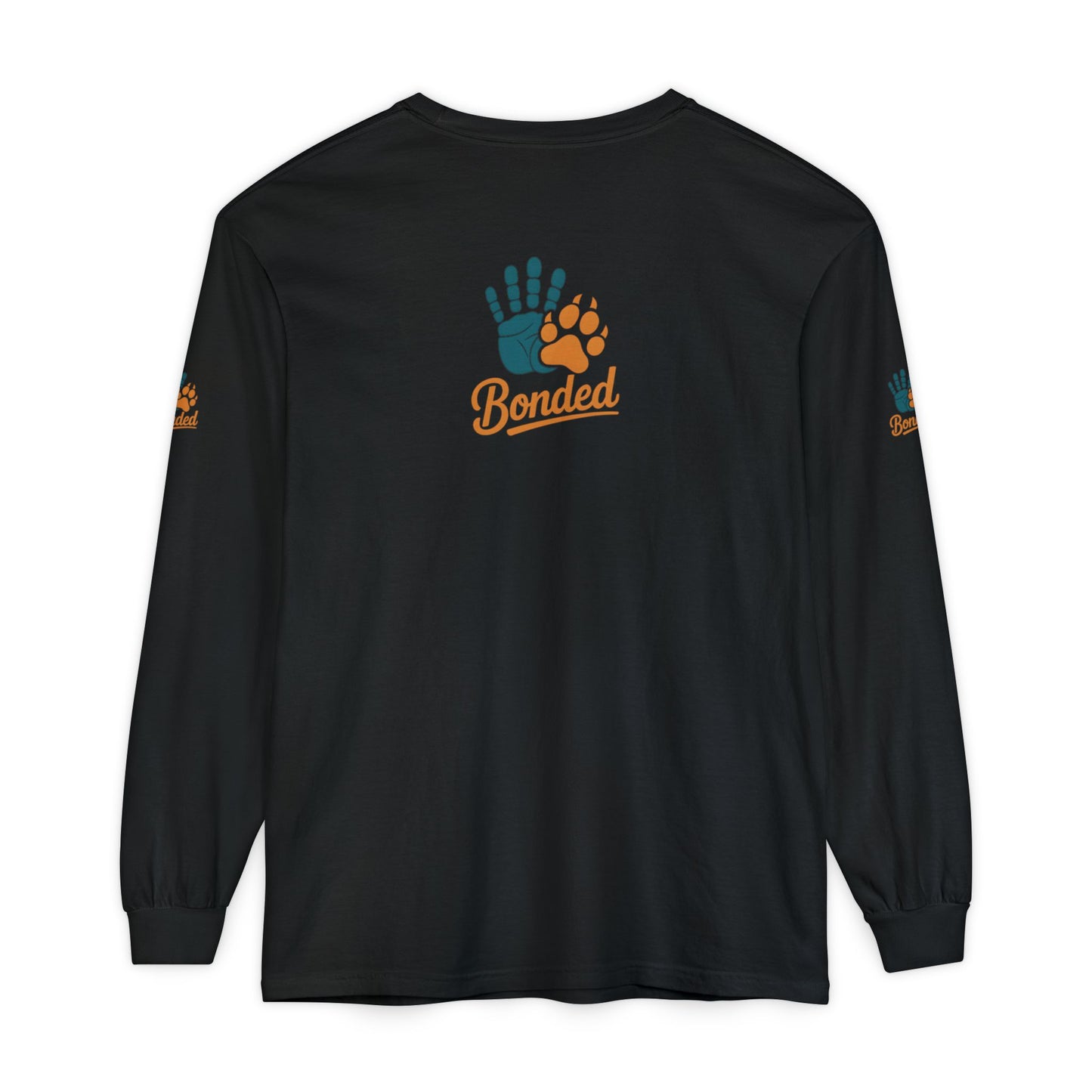 Football Player & Dog Long Sleeve Tee — ‘Rescue’ Paw Print Back Design