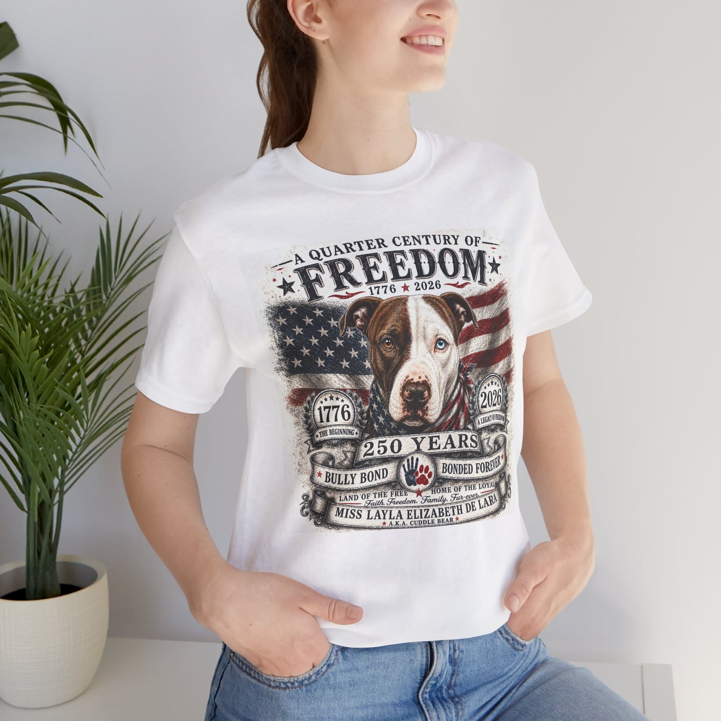 Custom 250 Years of Freedom Service Dog Tribute Shirt – Personalized Patriotic Dog Portrait Tee