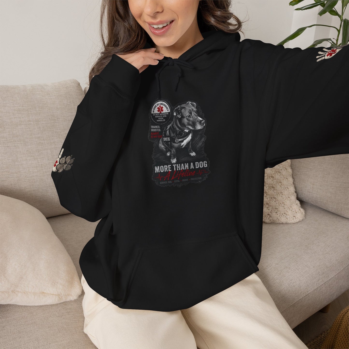 Personalized Service Dog Hoodie – "More Than a Dog, A Lifeline" Custom Pet Portrait Hoodie
