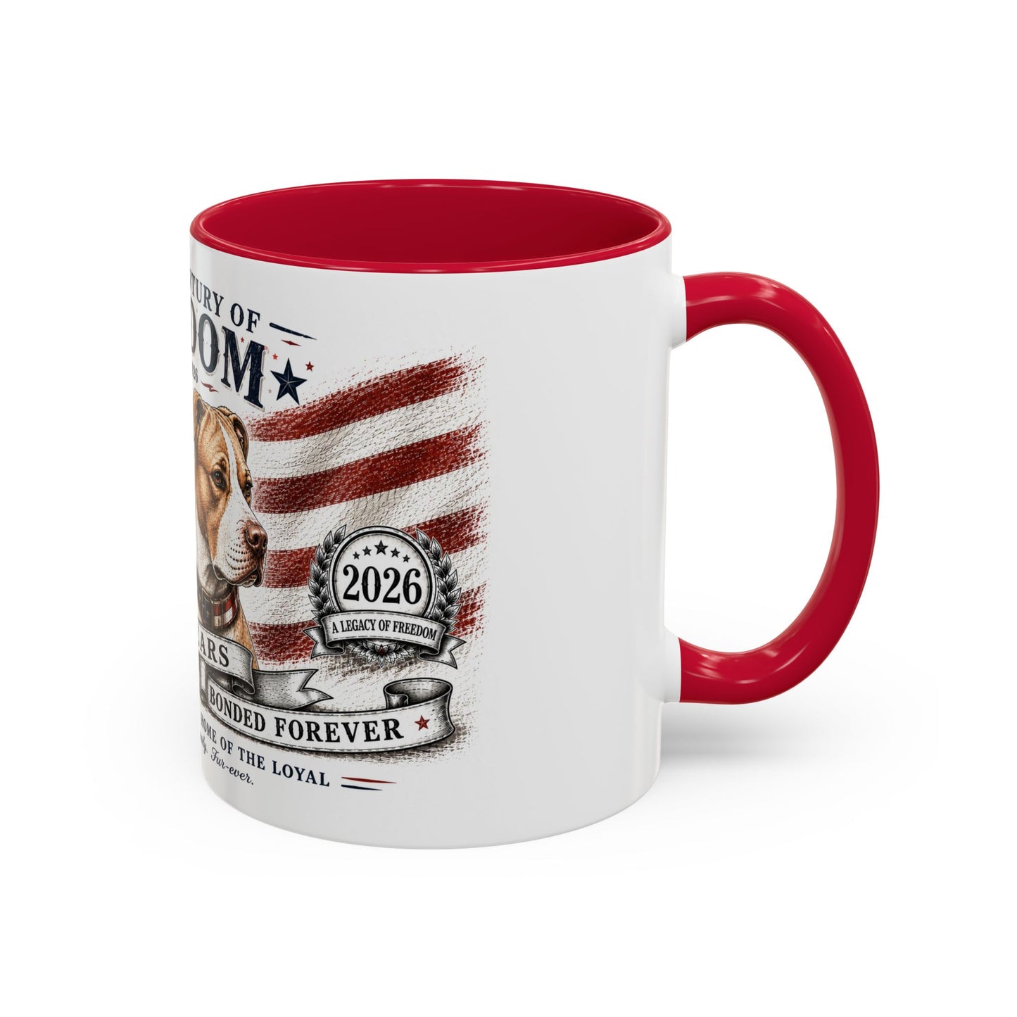 Bully Bond 250 Years of Freedom Patriotic Pitbull Mug | American Independence Day Dog Lover Coffee Cup | USA Heritage Powerbreed Gift
