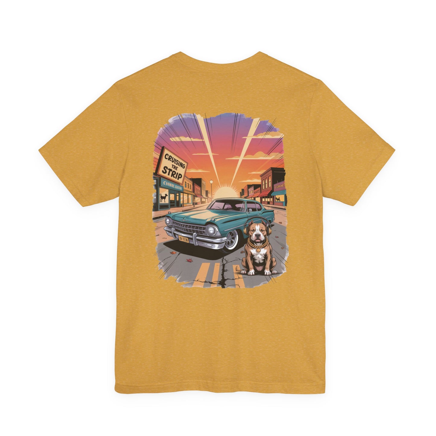 Cruising the Strip Vintage Car & Pitbull Graphic Tee – Bella+Canvas 3001