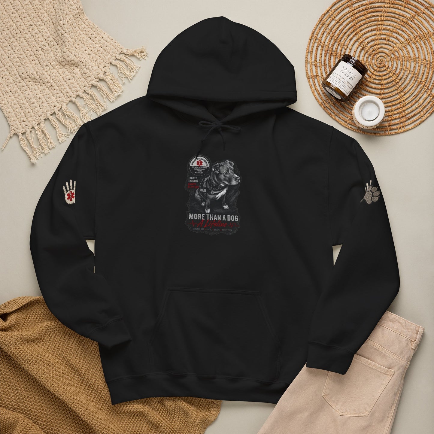 Personalized Service Dog Hoodie – "More Than a Dog, A Lifeline" Custom Pet Portrait Hoodie