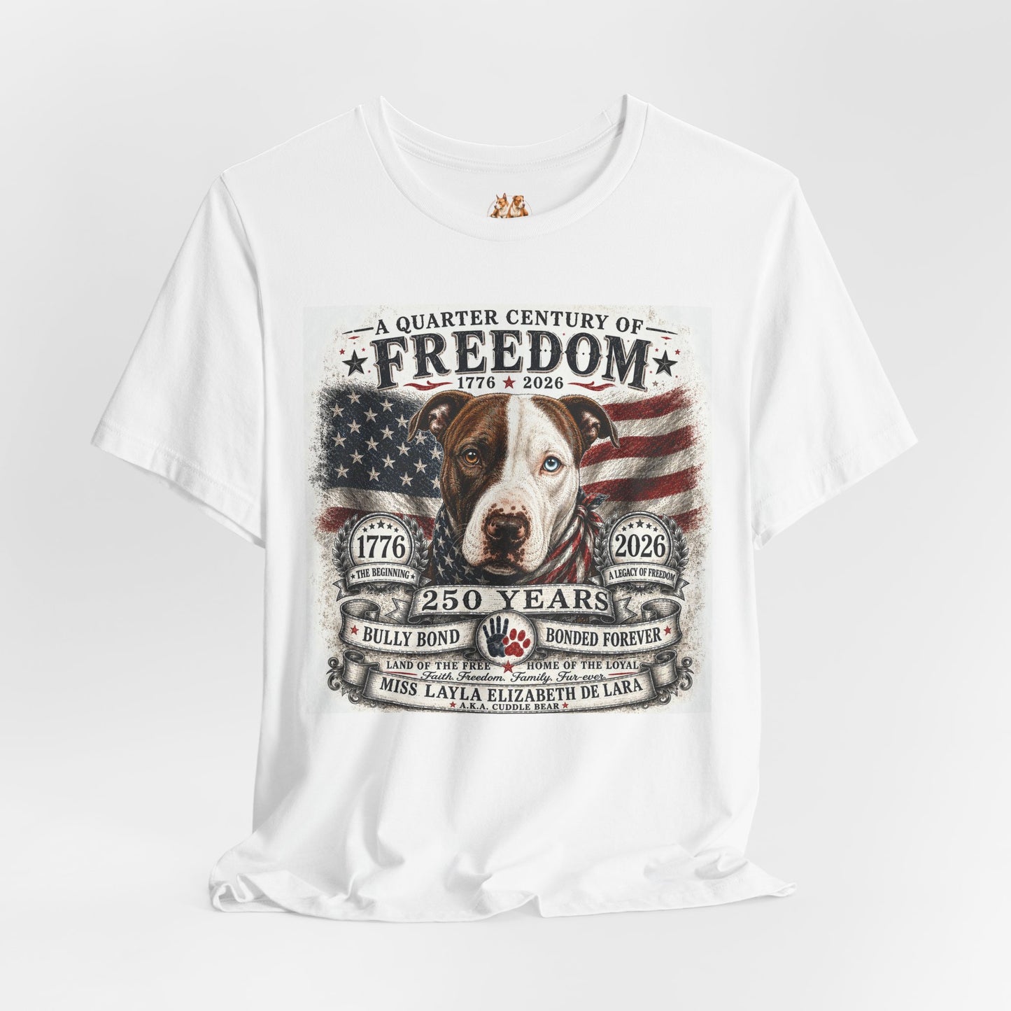 Custom 250 Years of Freedom Service Dog Tribute Shirt – Personalized Patriotic Dog Portrait Tee