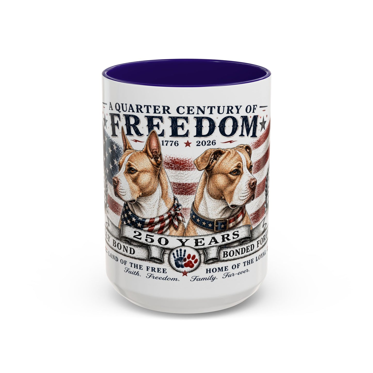 Bully Bond 250 Years of Freedom Patriotic Pitbull Mug | American Independence Day Dog Lover Coffee Cup | USA Heritage Powerbreed Gift