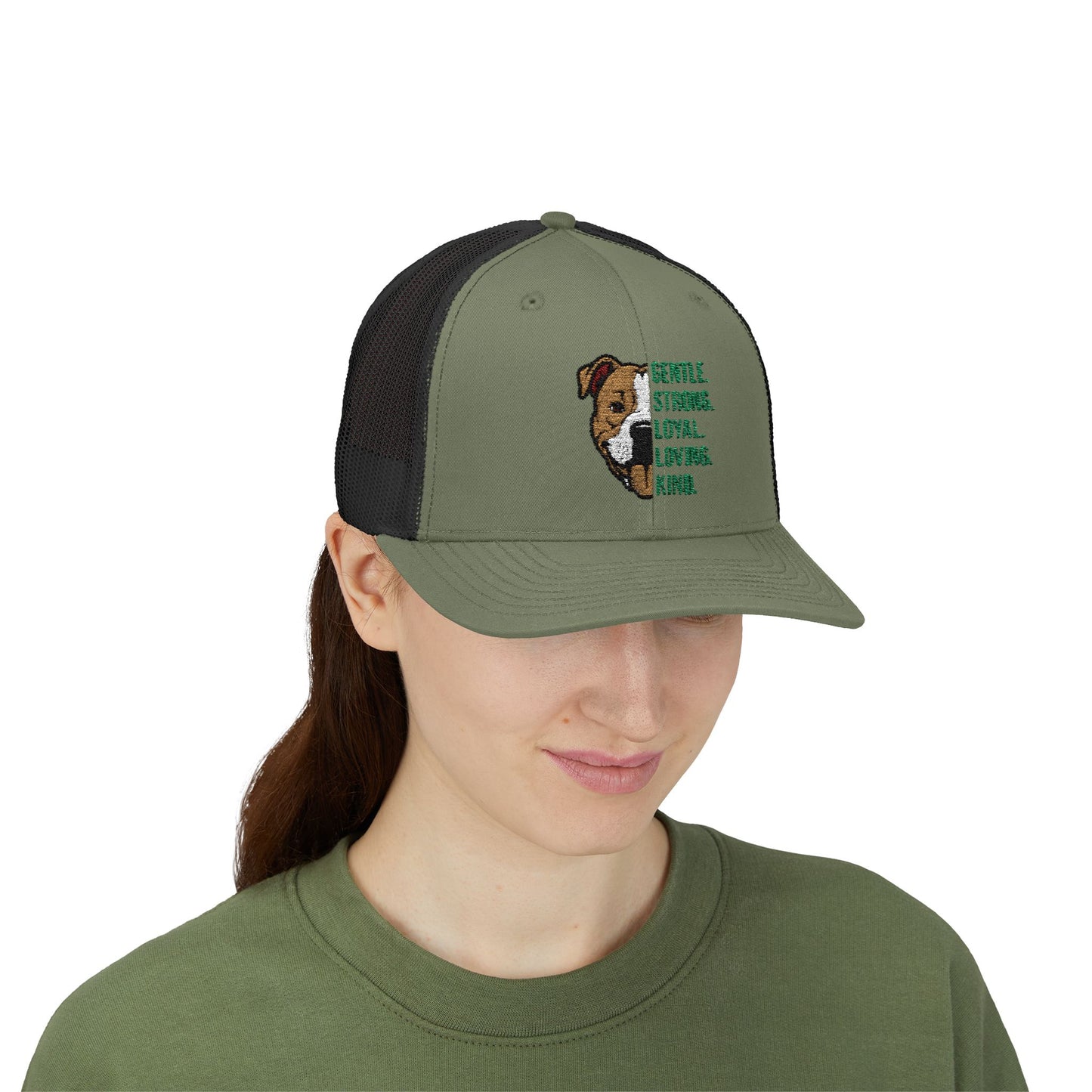 Gentle Strong Loyal Loving Kind Pitbull Trucker Cap | Yupoong 6606