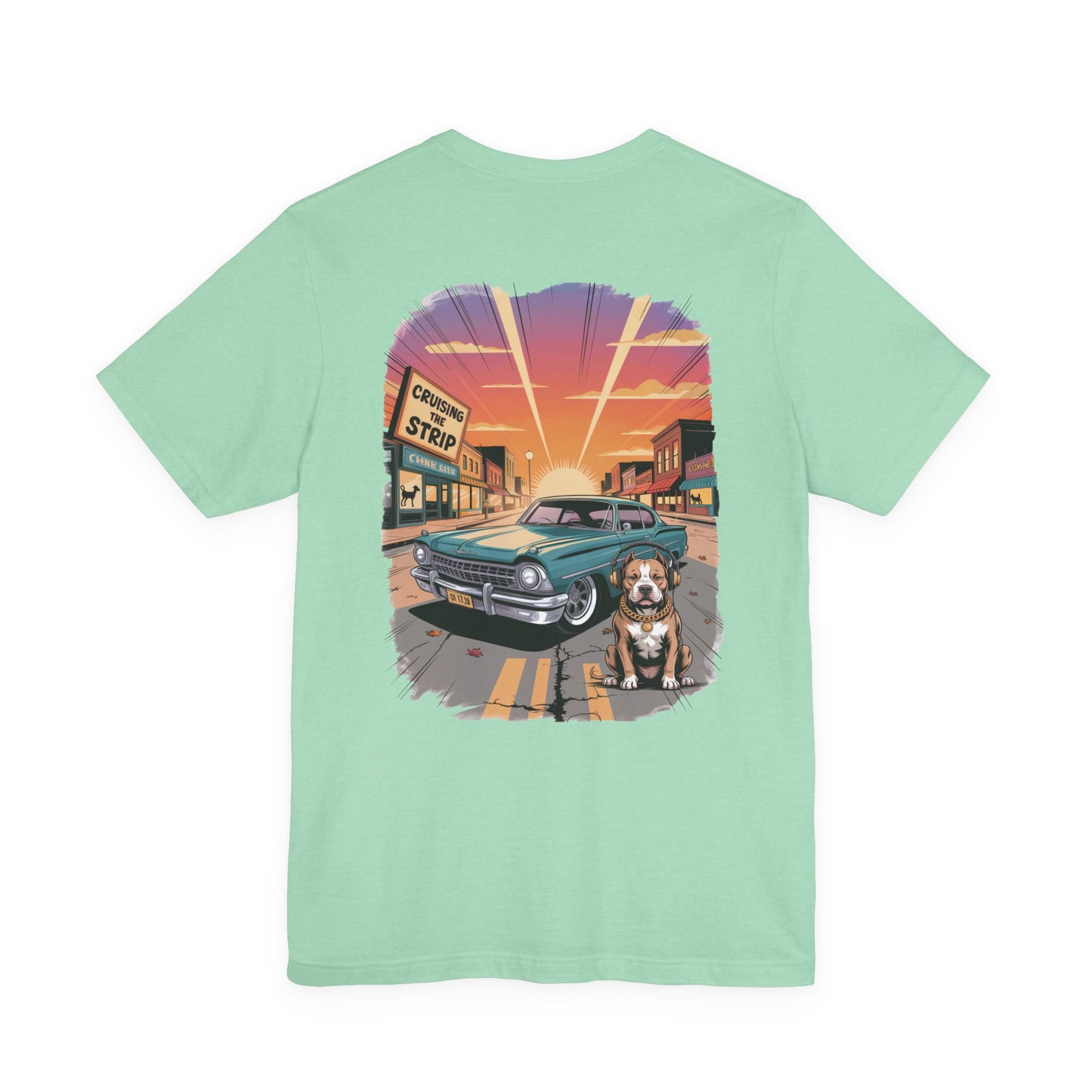 Cruising the Strip Vintage Car & Pitbull Graphic Tee – Bella+Canvas 3001
