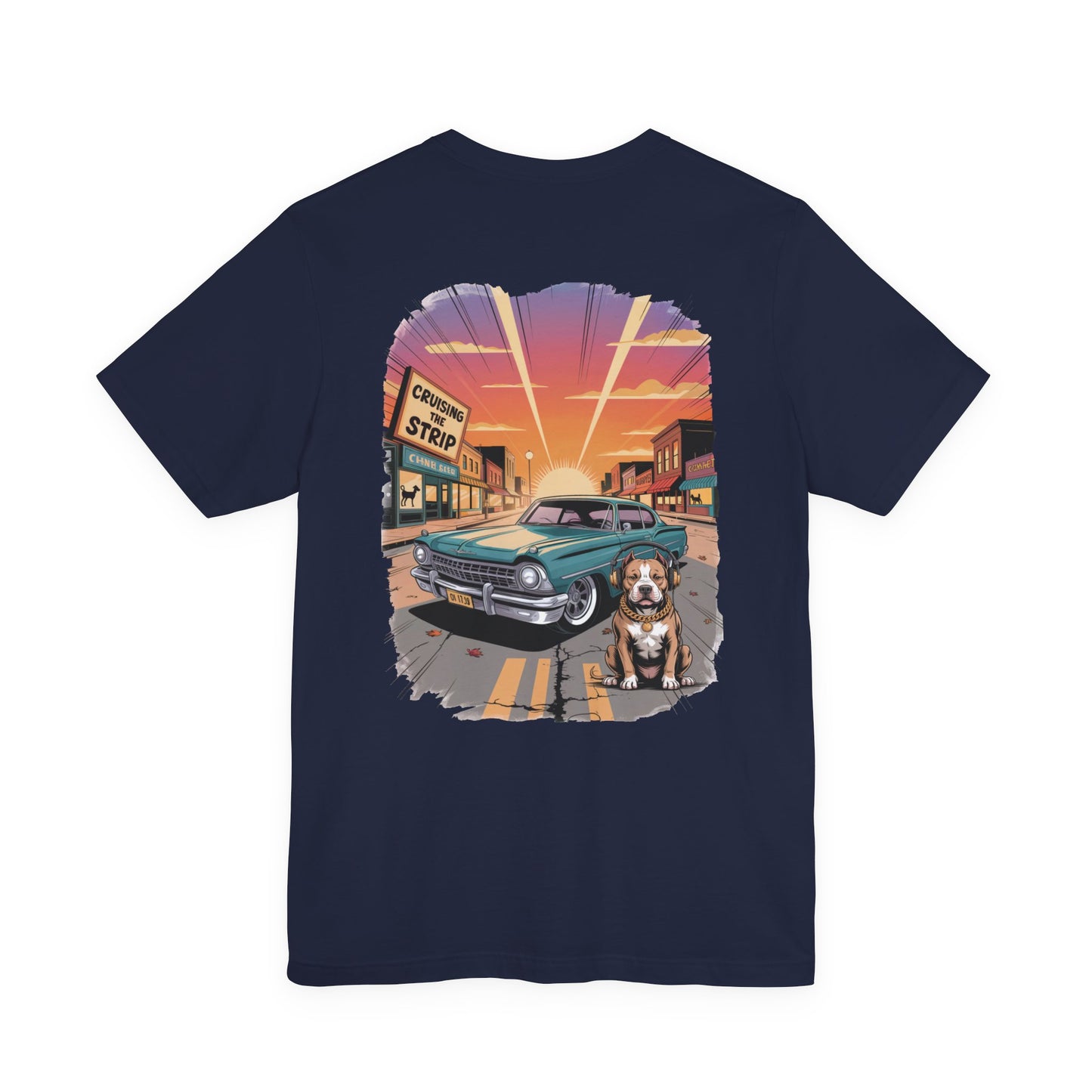 Cruising the Strip Vintage Car & Pitbull Graphic Tee – Bella+Canvas 3001