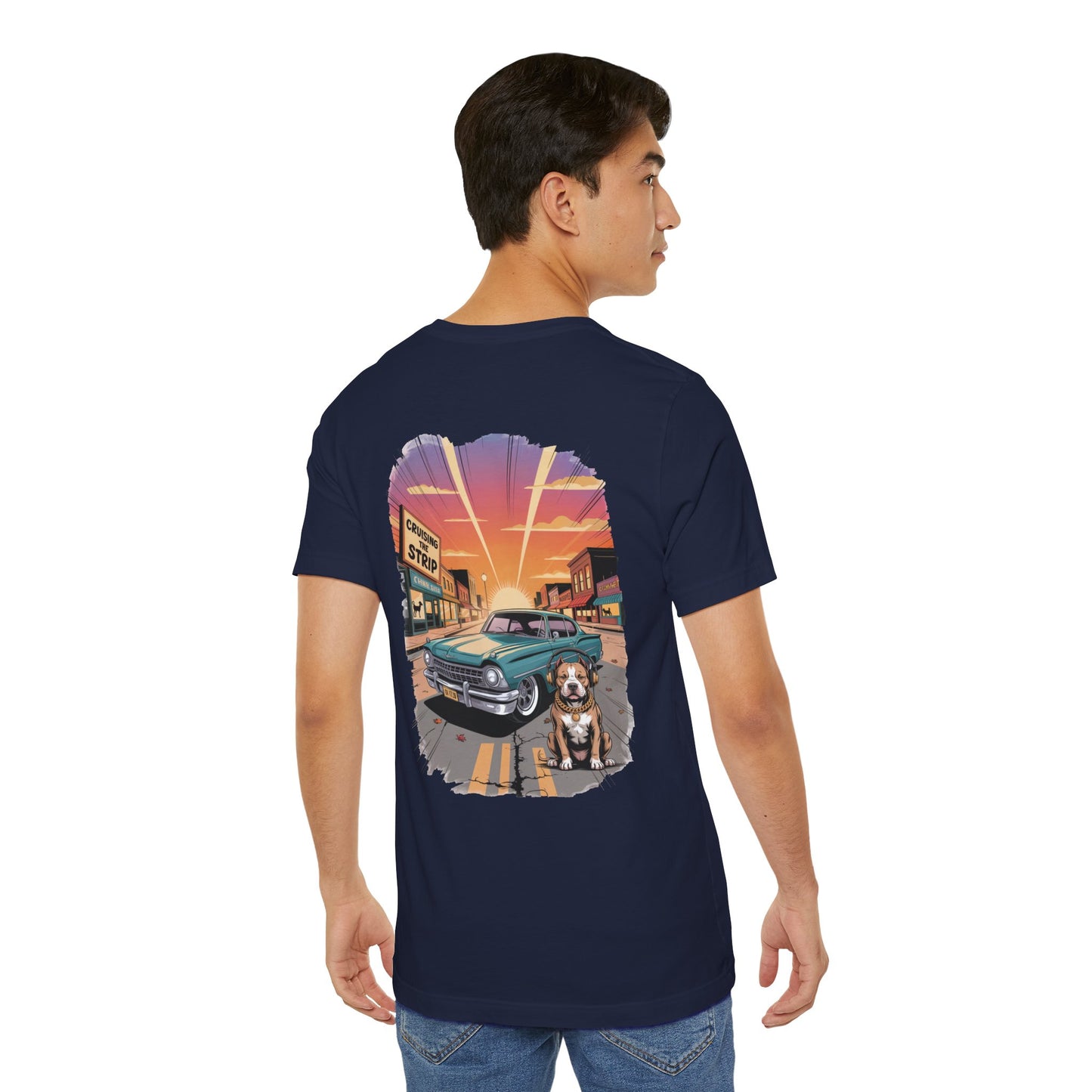 Cruising the Strip Vintage Car & Pitbull Graphic Tee – Bella+Canvas 3001