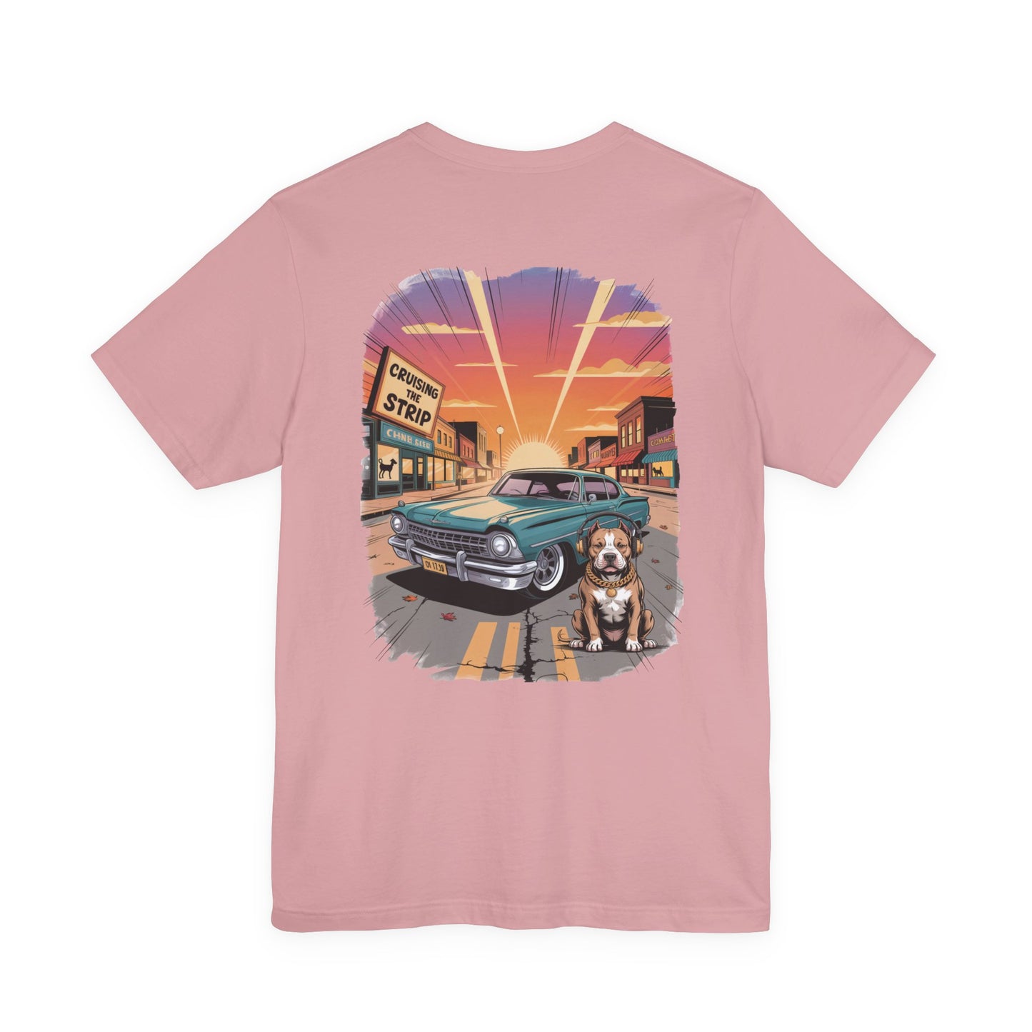 Cruising the Strip Vintage Car & Pitbull Graphic Tee – Bella+Canvas 3001