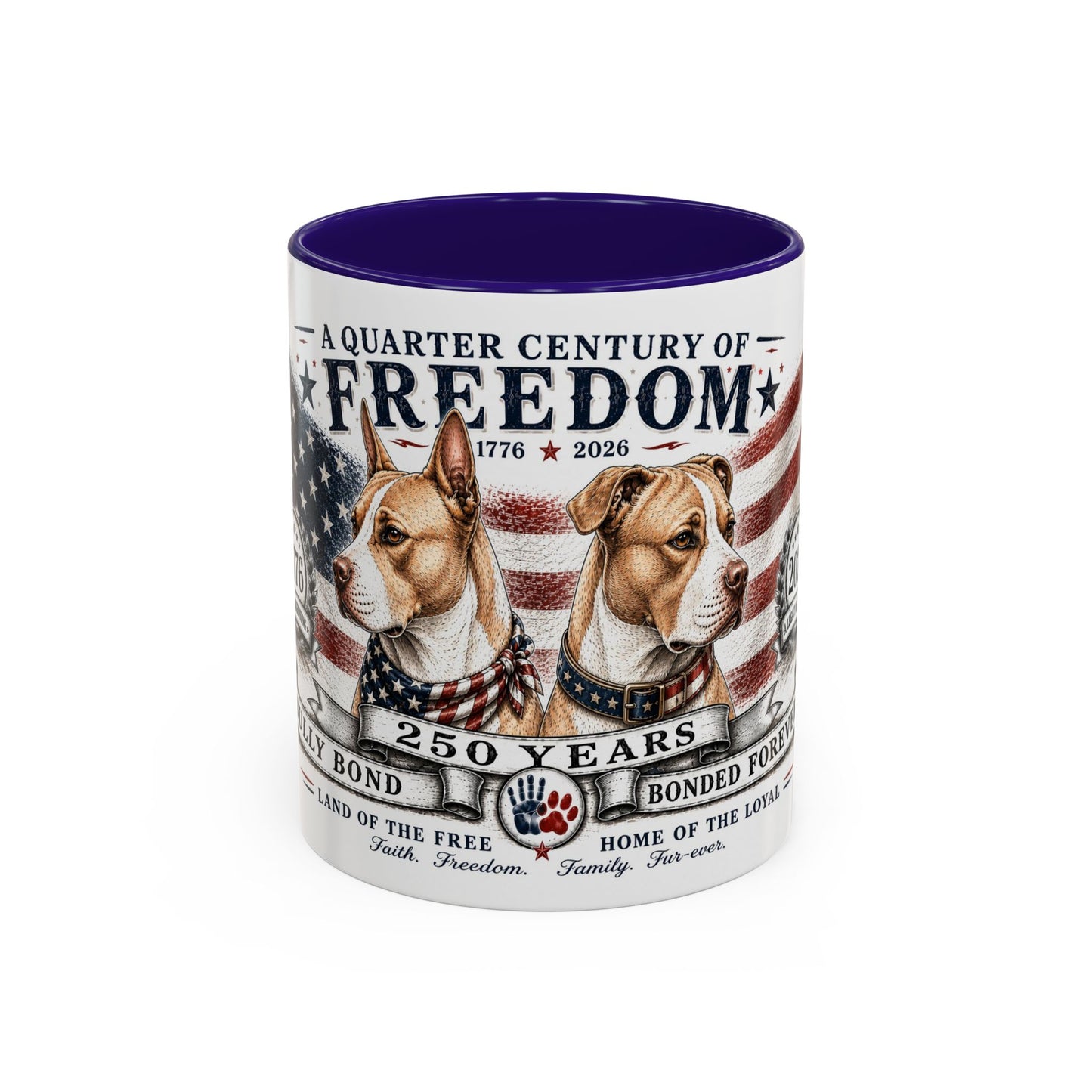 Bully Bond 250 Years of Freedom Patriotic Pitbull Mug | American Independence Day Dog Lover Coffee Cup | USA Heritage Powerbreed Gift