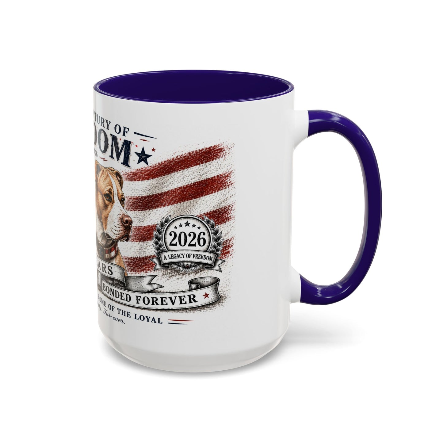 Bully Bond 250 Years of Freedom Patriotic Pitbull Mug | American Independence Day Dog Lover Coffee Cup | USA Heritage Powerbreed Gift