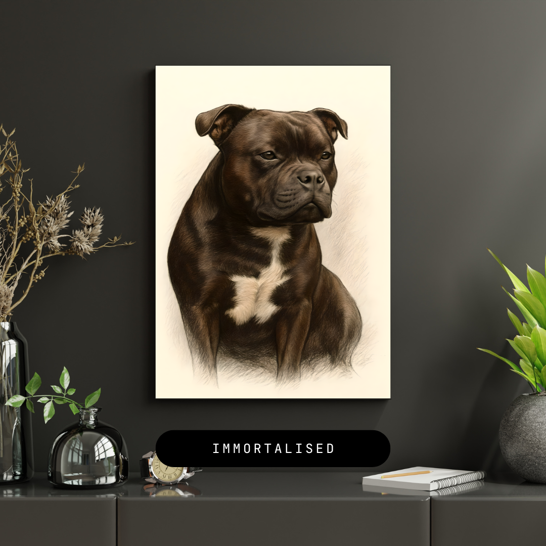 Custom Dog Portrait | Digital Pencil Sketch on Canvas Vertical