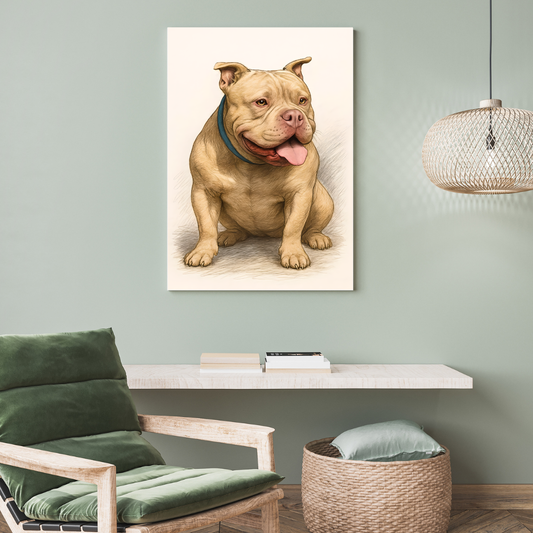 Custom Dog Portrait | Digital Pencil Sketch on Canvas Vertical