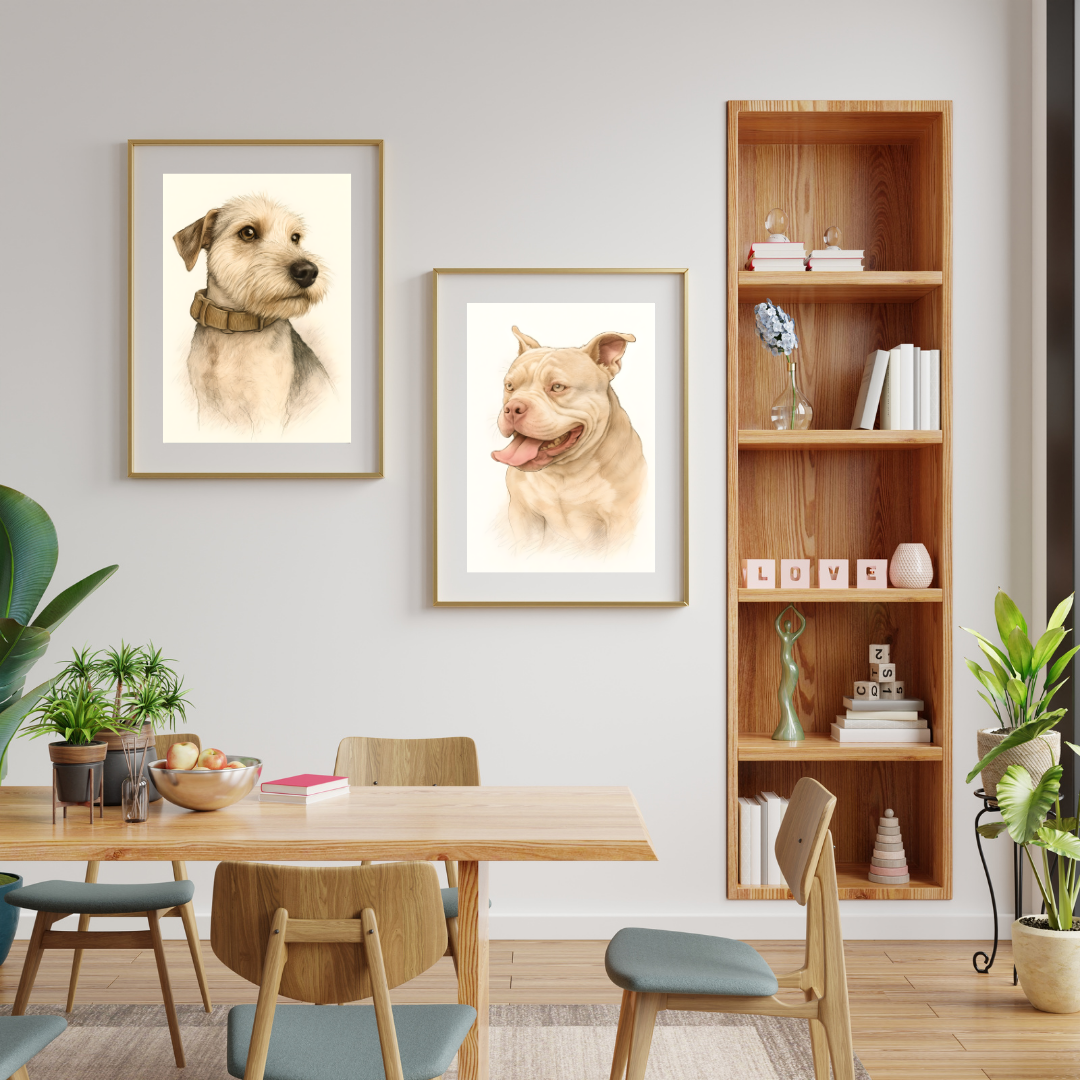 Custom Dog Portrait | Digital Pencil Sketch on Canvas Vertical