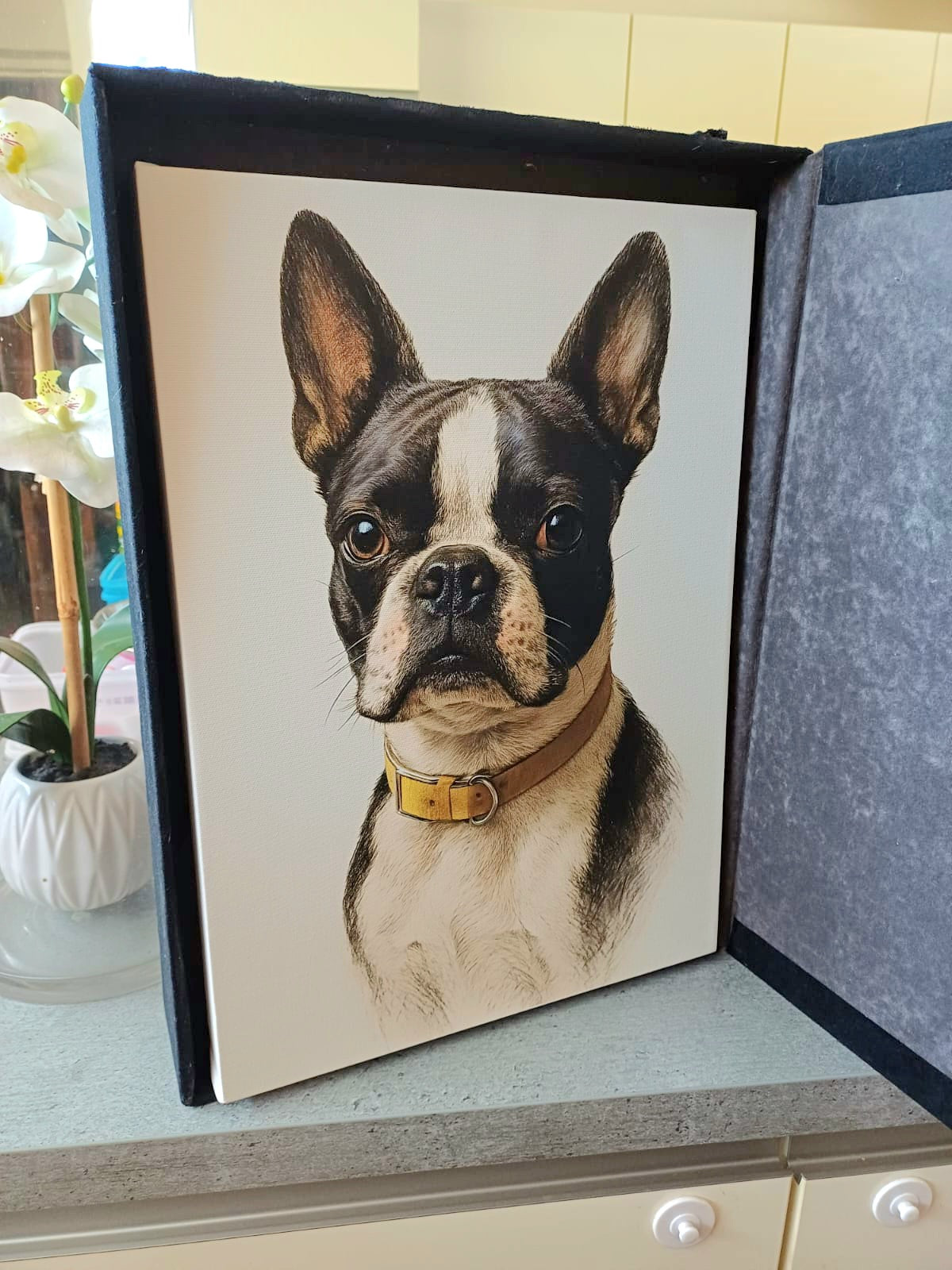 Custom Dog Portrait | Digital Pencil Sketch on Canvas Vertical