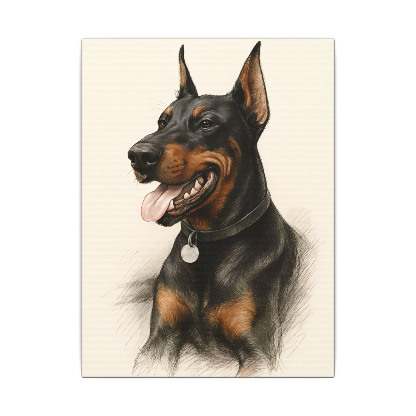 Custom Dog Portrait | Digital Pencil Sketch on Canvas Vertical