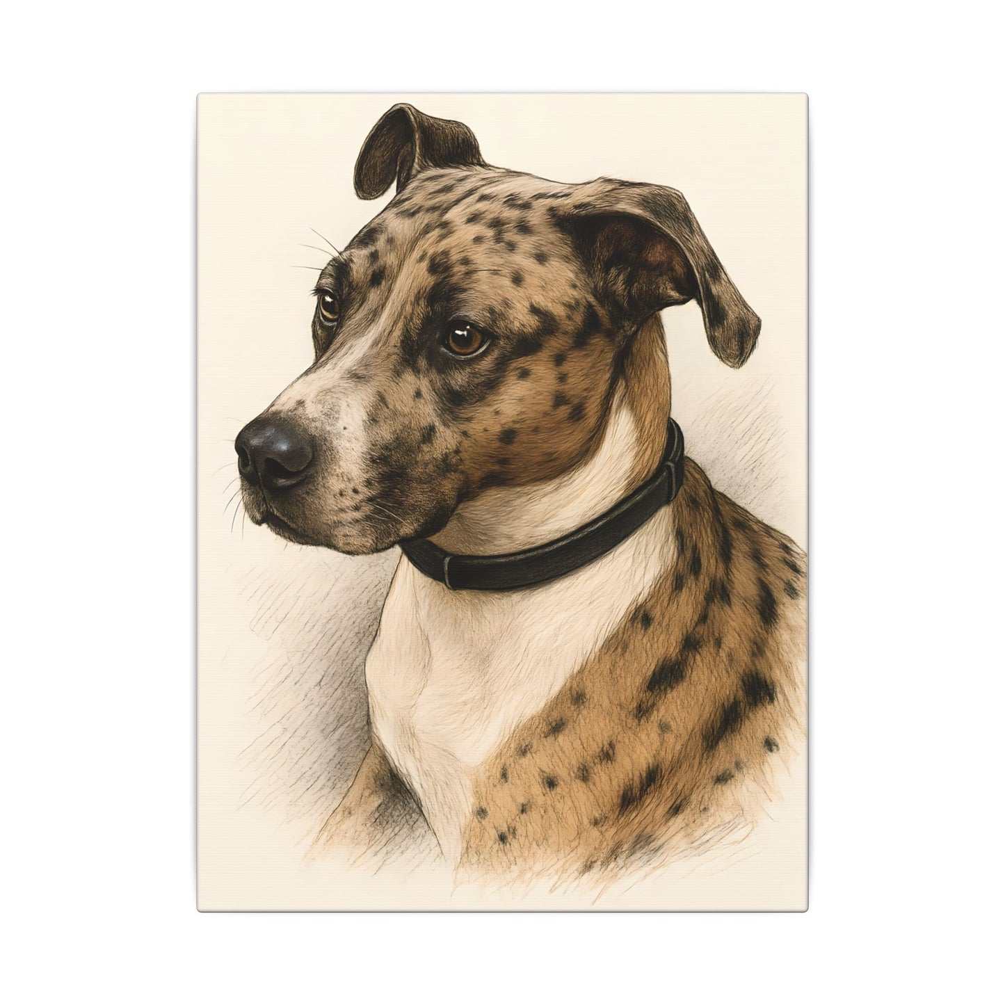 Custom Dog Portrait | Digital Pencil Sketch on Canvas Vertical